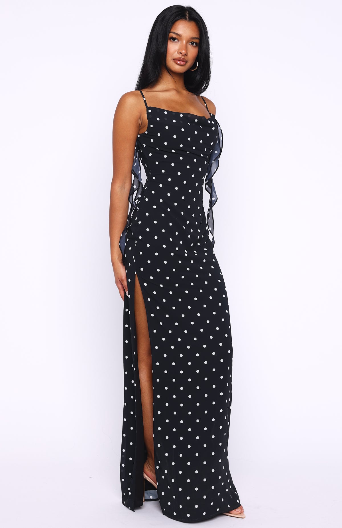 Love Blossoms Maxi Dress Black/White Polka Dot | White Fox Boutique US