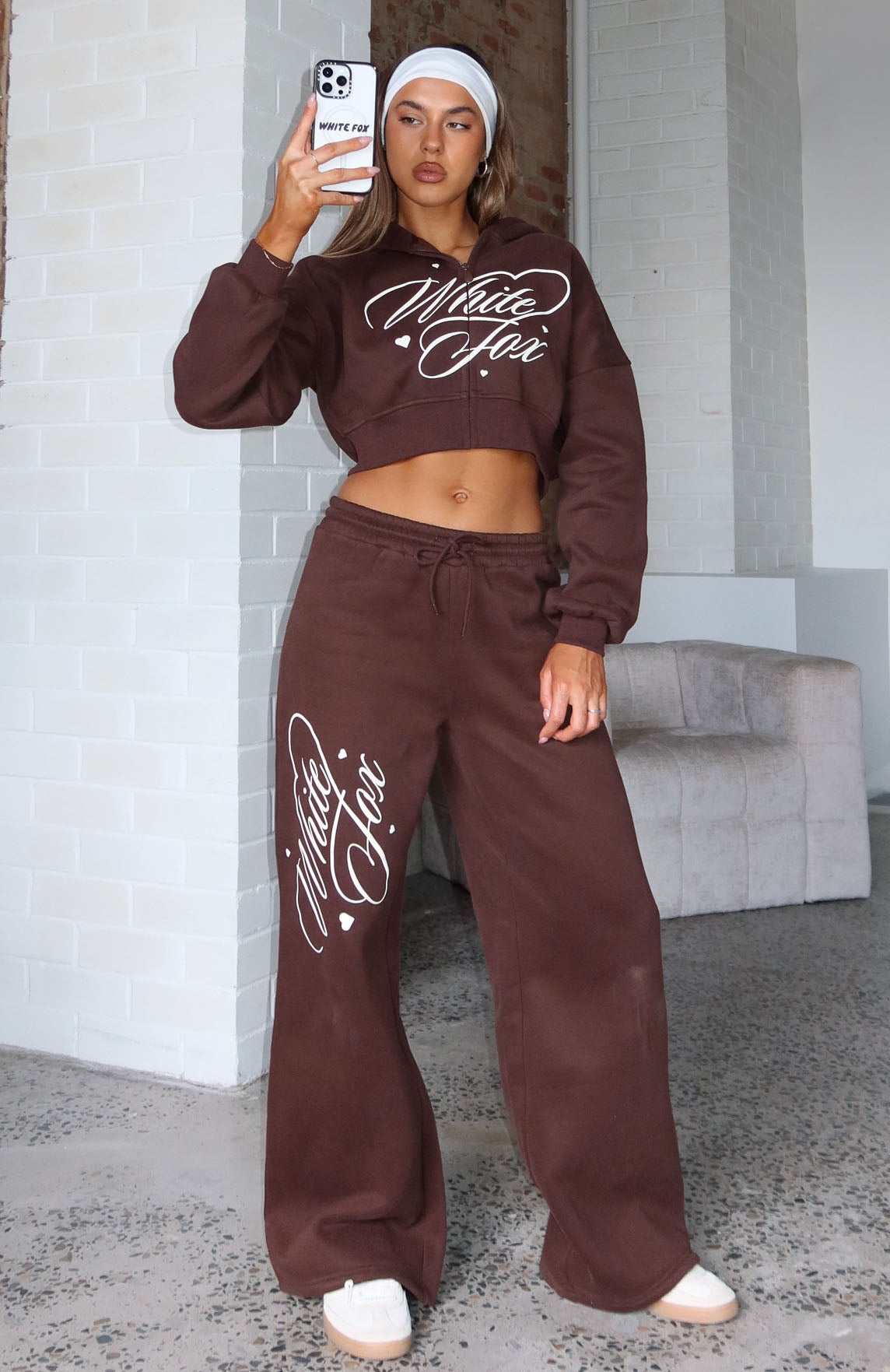 Love You Regardless Wide Leg Sweatpants Chocolate | White Fox