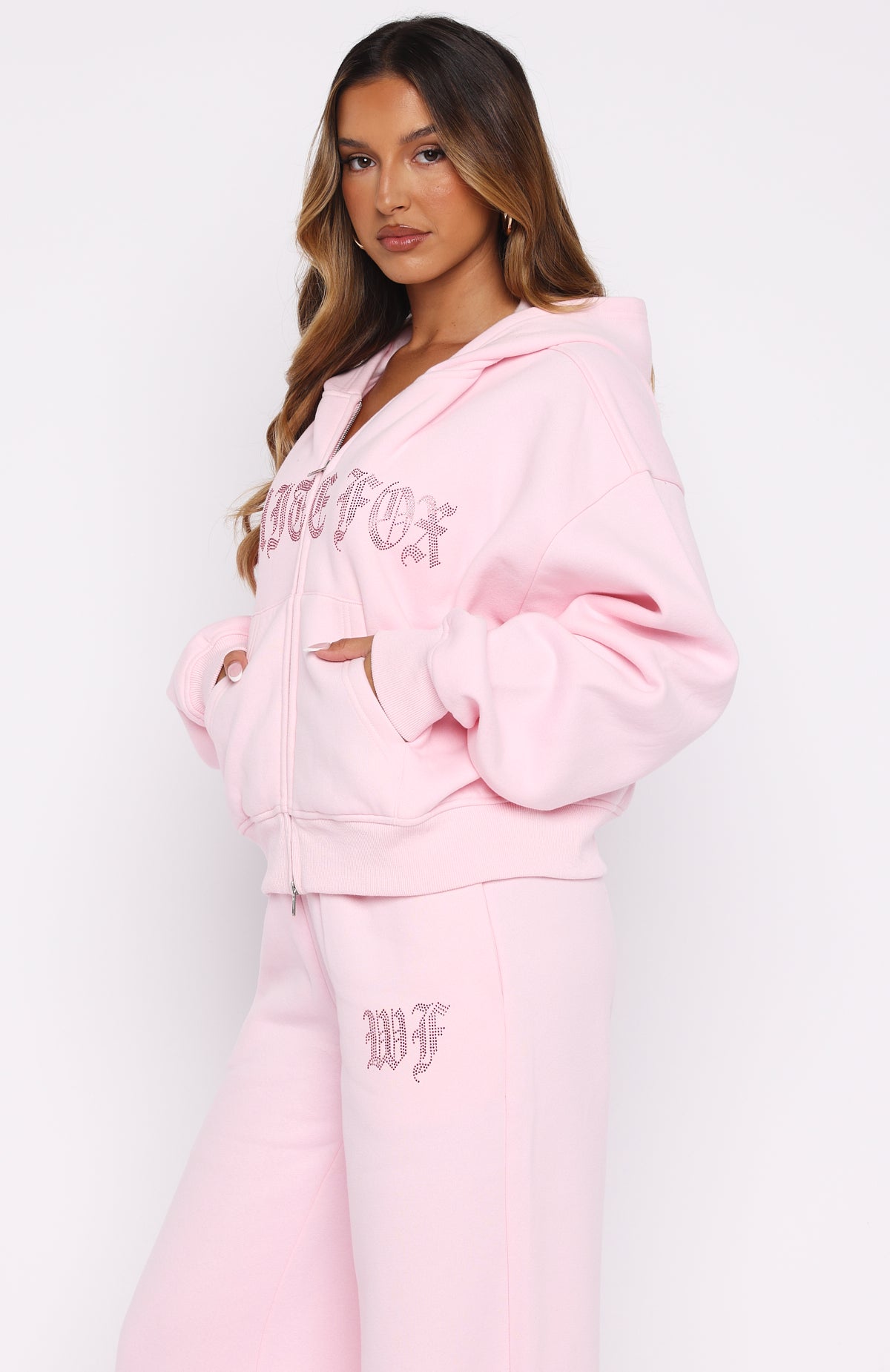 Lucky Ones Boxy Zip Front Hoodie Pink | White Fox Boutique US