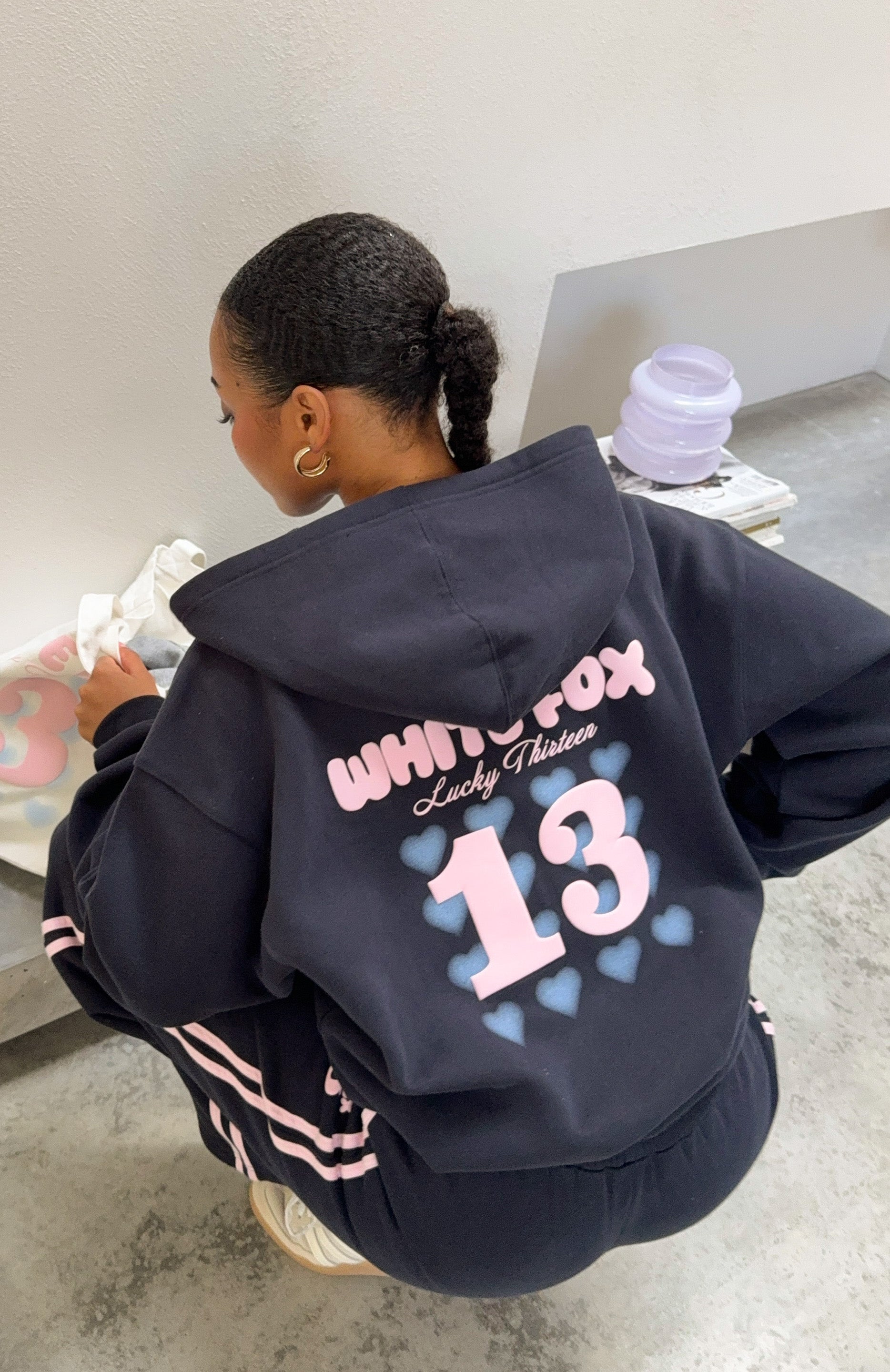 Lucky Thirteen Charise Zip Front Hoodie Navy | White Fox Boutique US