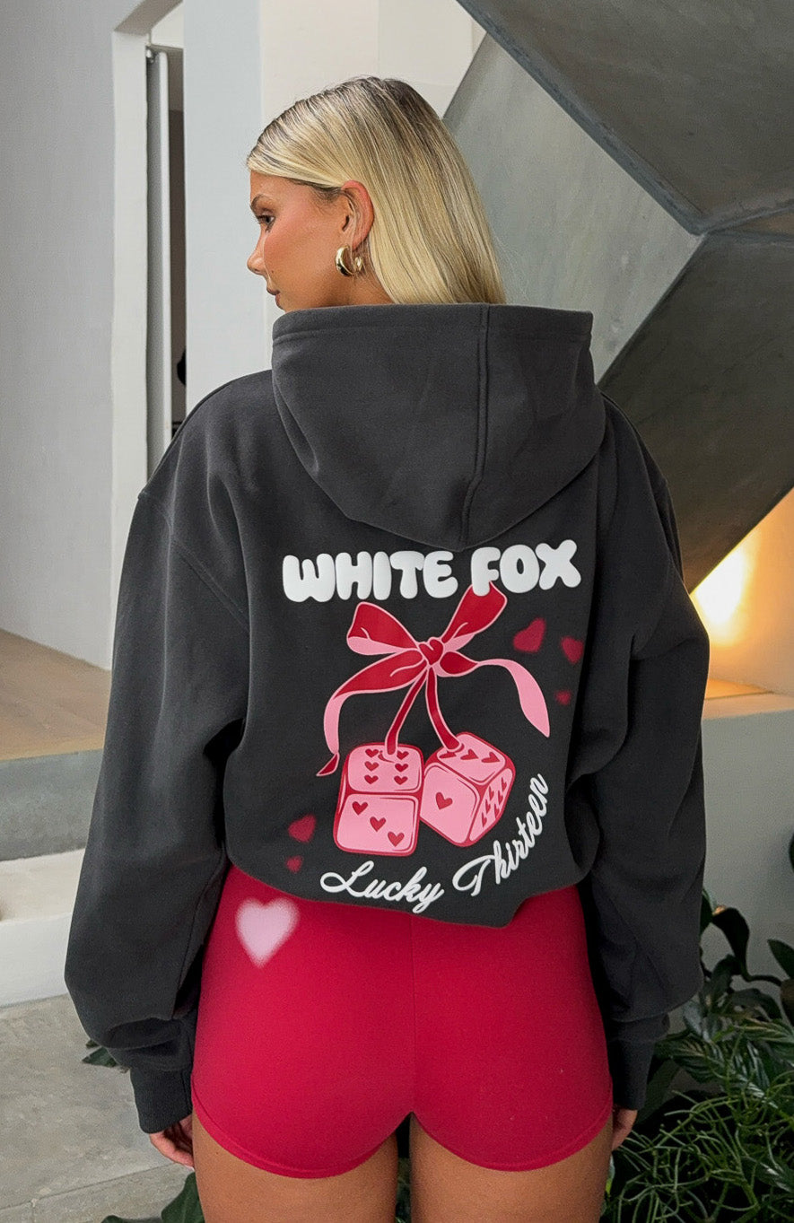 Lucky Thirteen Cheyenne Oversized Hoodie Charcoal | White Fox