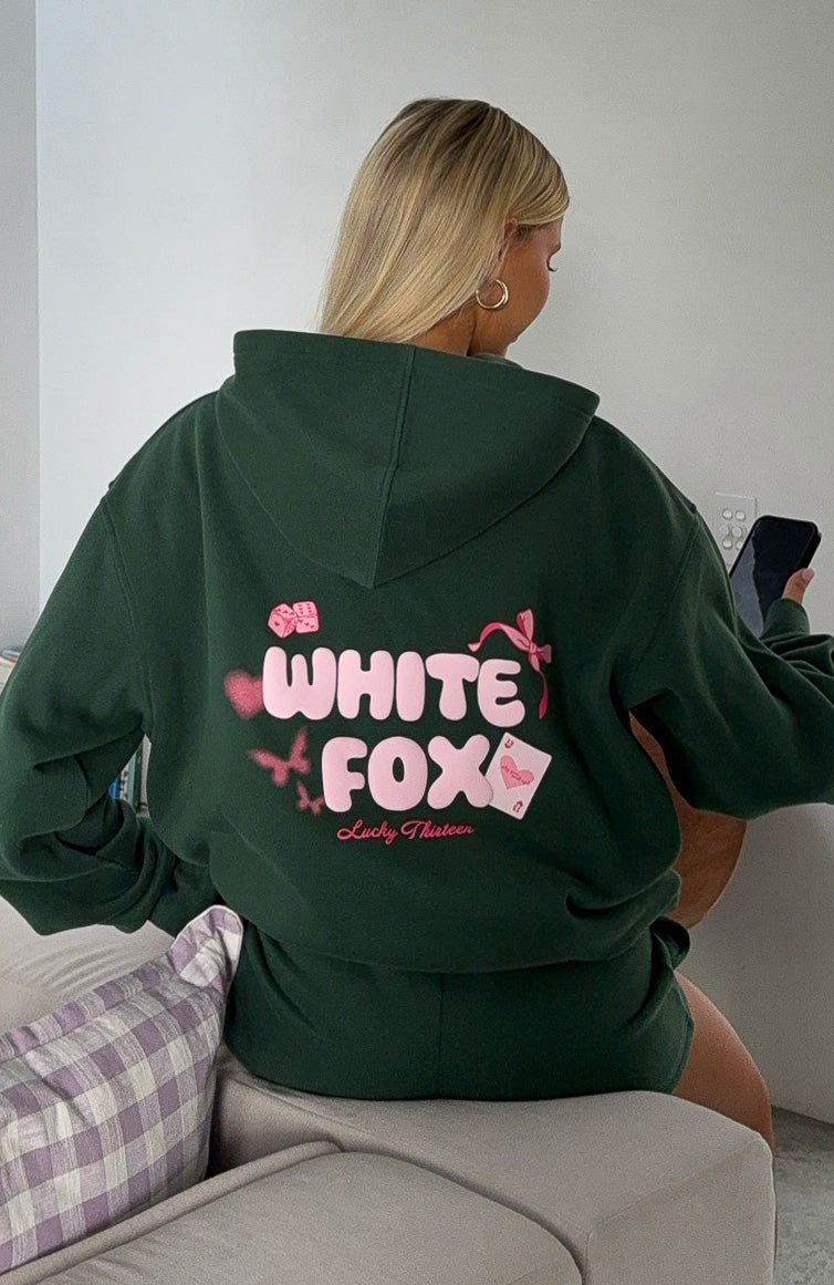 Lucky Thirteen Stephanie Oversized Hoodie Green | White Fox