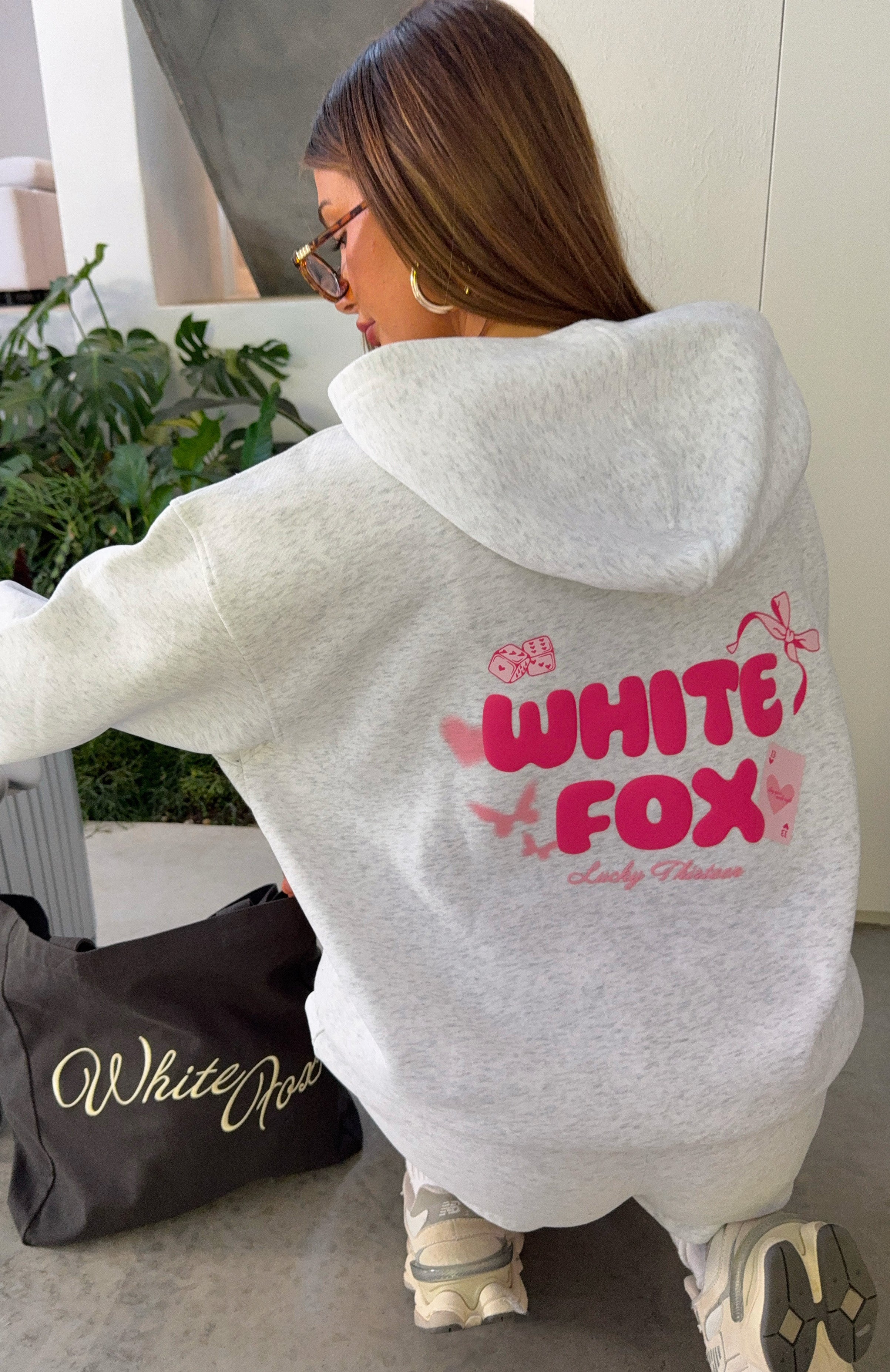 Lucky Thirteen Stephanie Oversized Hoodie Grey Marle | White Fox