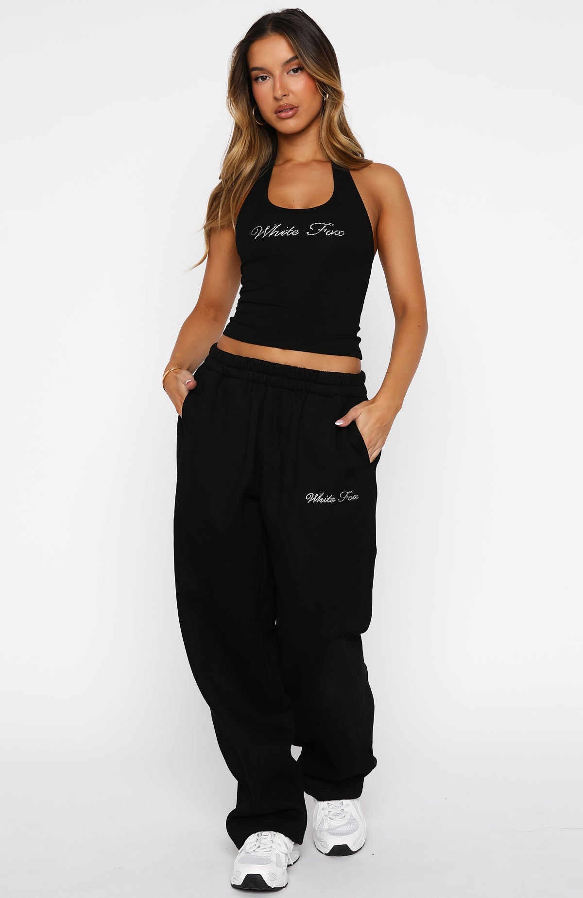 Make It Or Break It Barrel Leg Sweatpants Black | White Fox