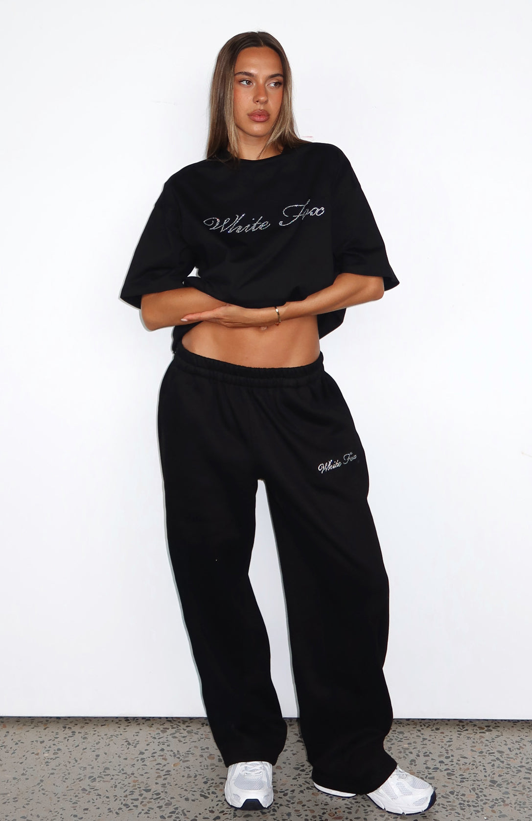 Make It Or Break It Barrel Leg Sweatpants Black | White Fox