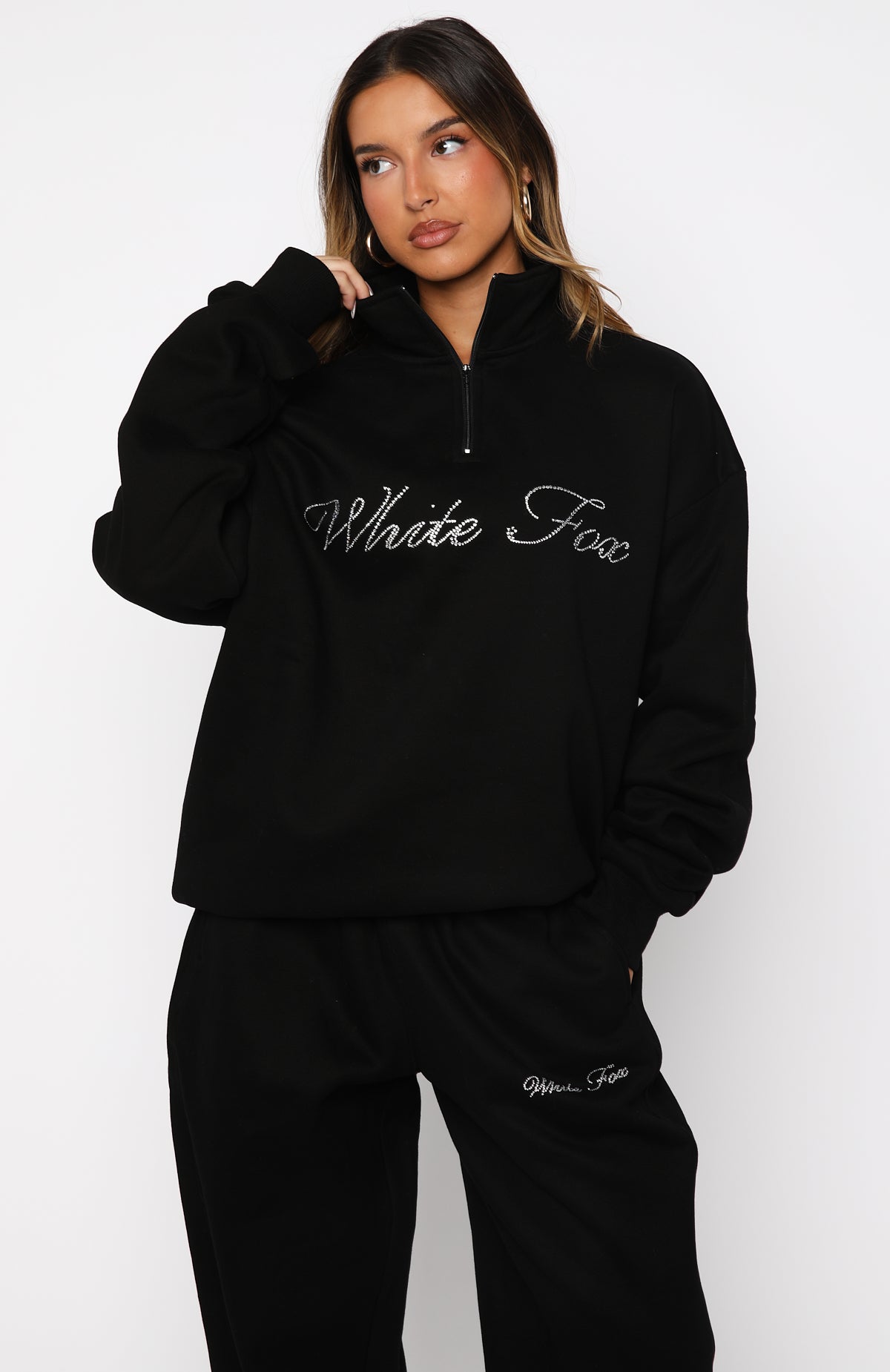 Make It Or Break It Quarter Zip Sweater Black | White Fox Boutique US