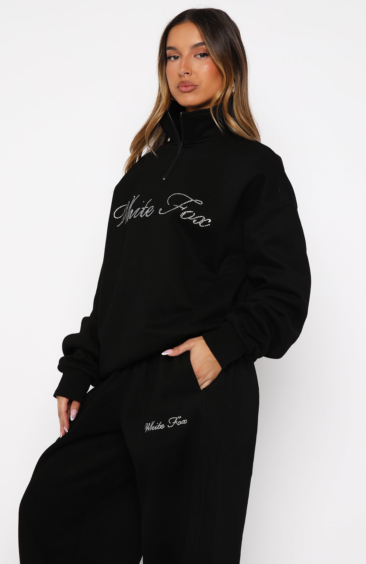 Make It Or Break It Quarter Zip Sweater Black | White Fox Boutique US