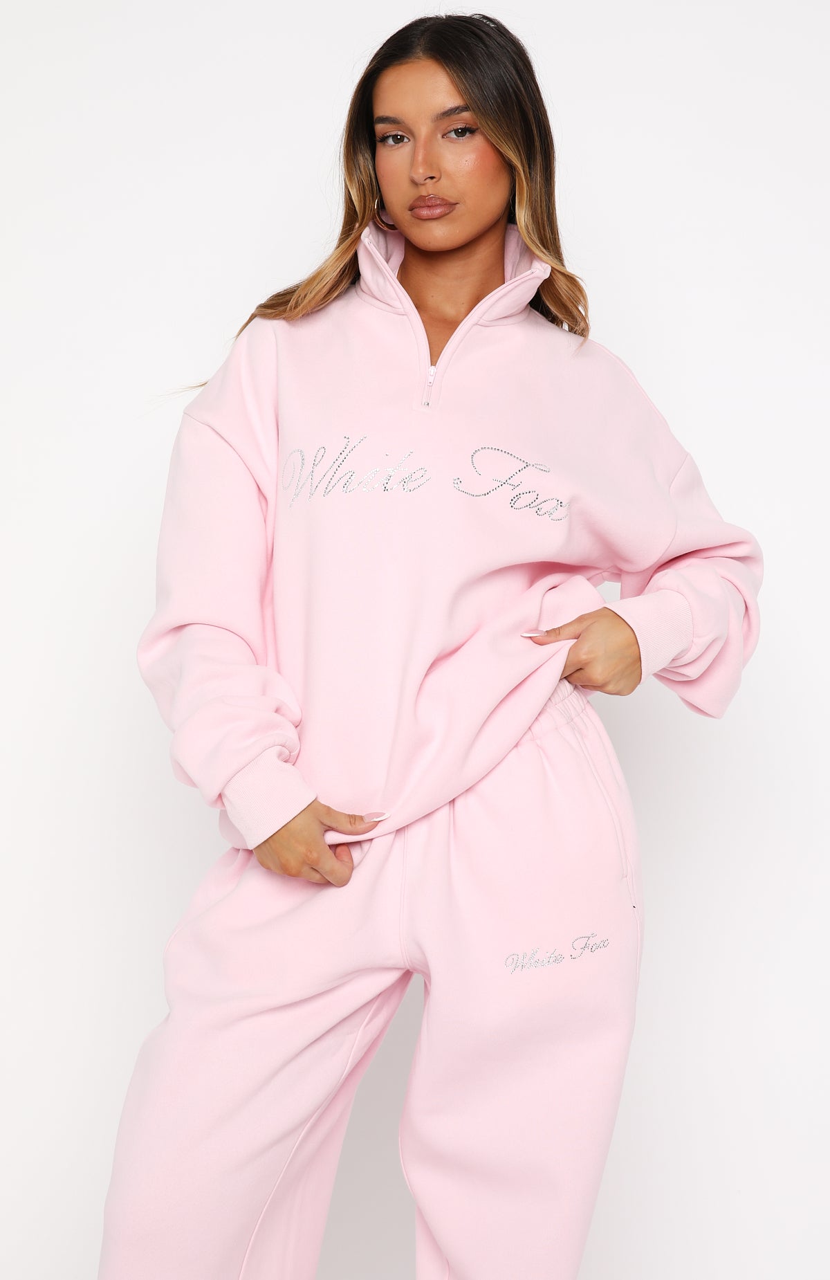 Make It Or Break It Quarter Zip Sweater Pink | White Fox Boutique US