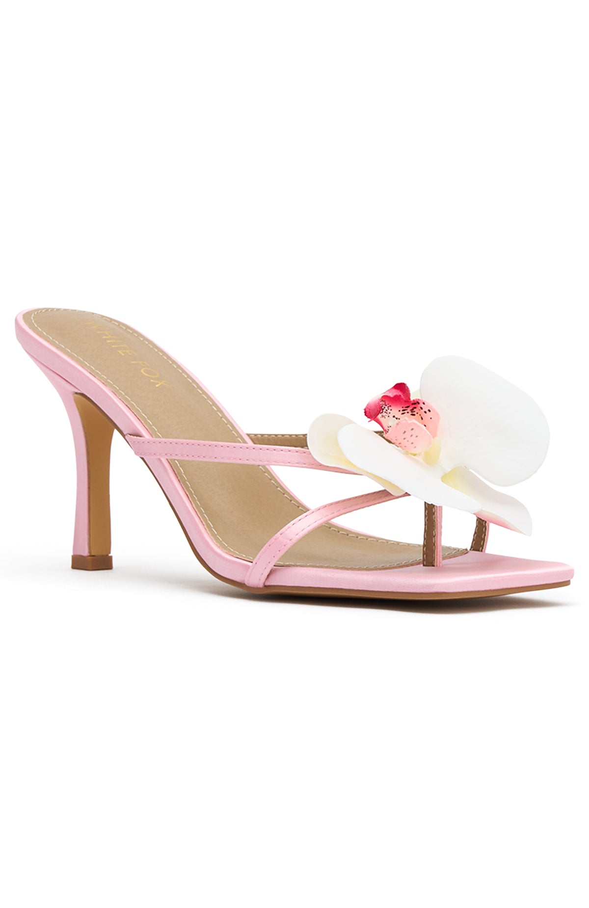 Megan Orchid Mules Pink Satin/White | White Fox Boutique US