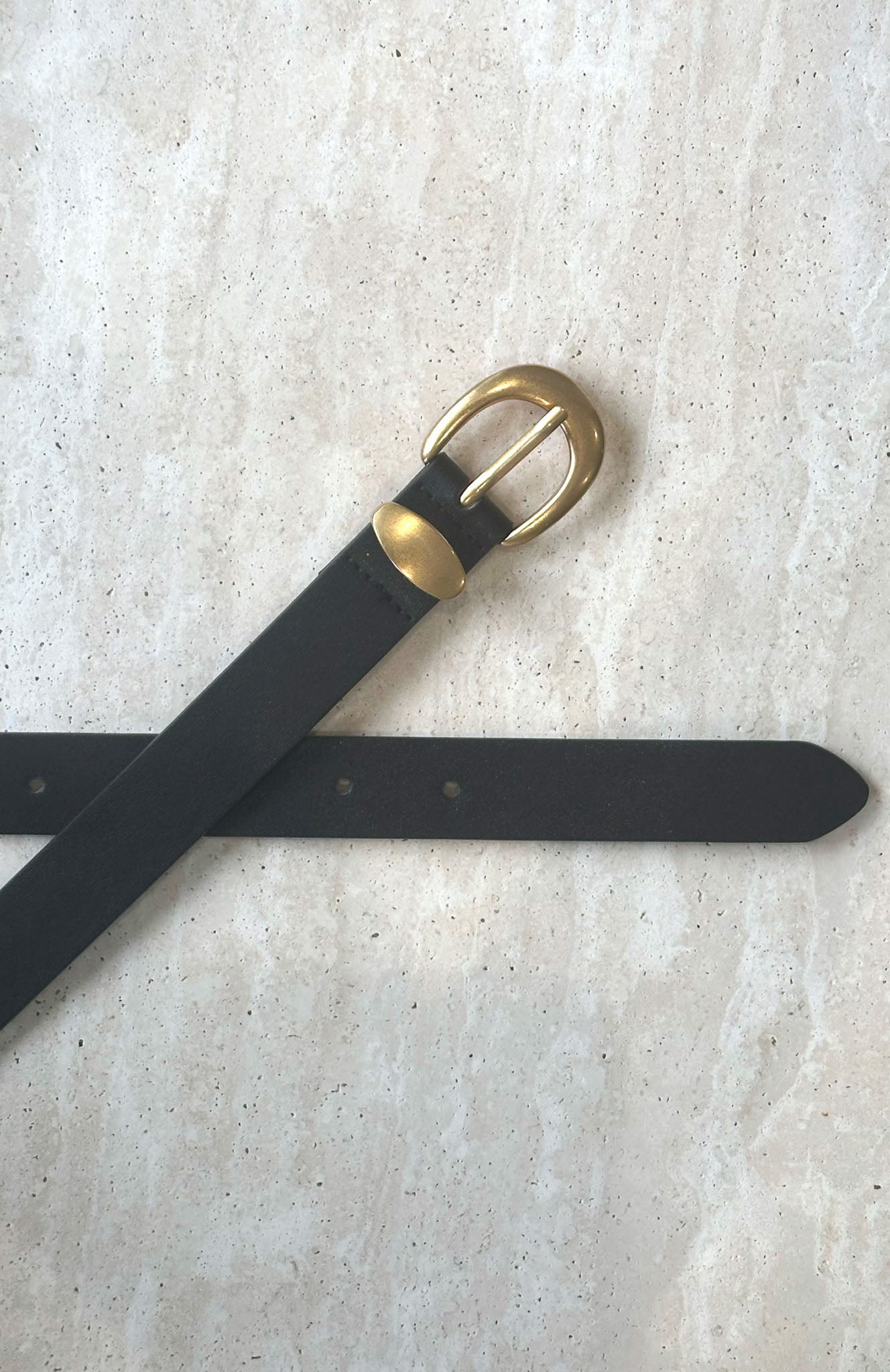 Milo’s Black Leather Belt with Gold Buckle Milo - Etsy main image 2