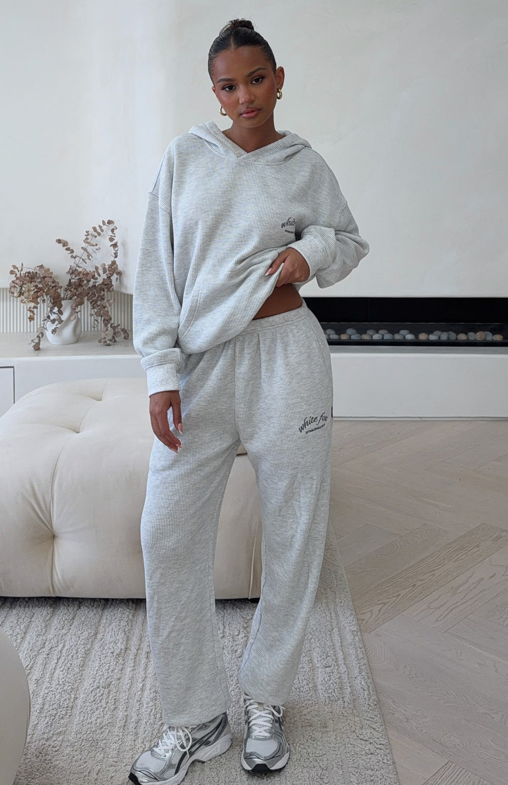 Moving Out Waffle Sweatpants Light Grey Marle | White Fox Boutique US