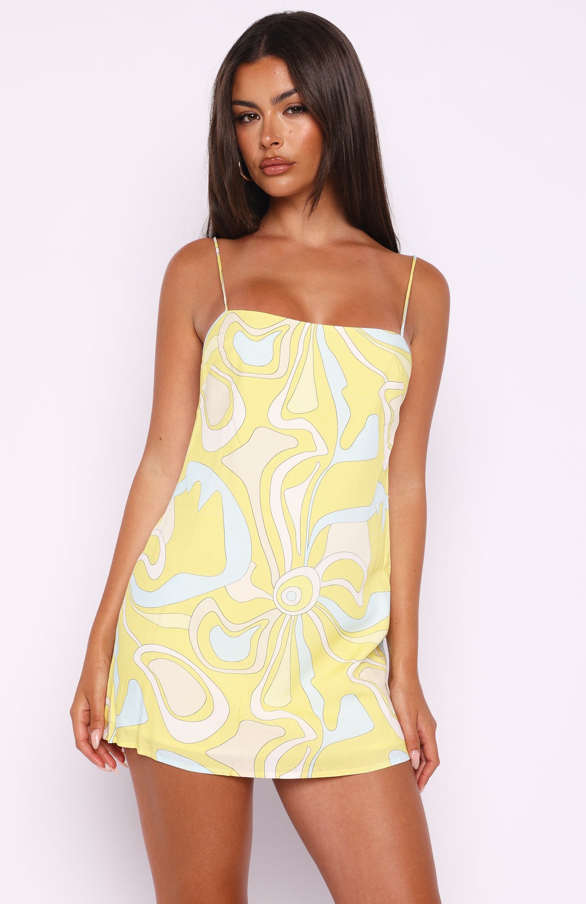 Never Lost Cami Shift Mini Dress Lemontini Fizz | White Fox