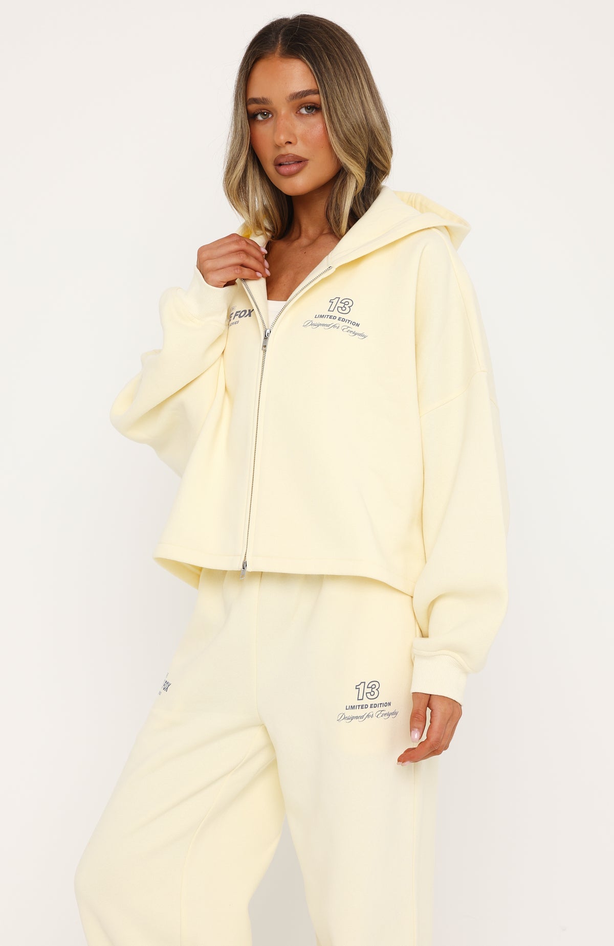 Never Missed Oversized Slouch Zip Front Hoodie Butter | White Fox