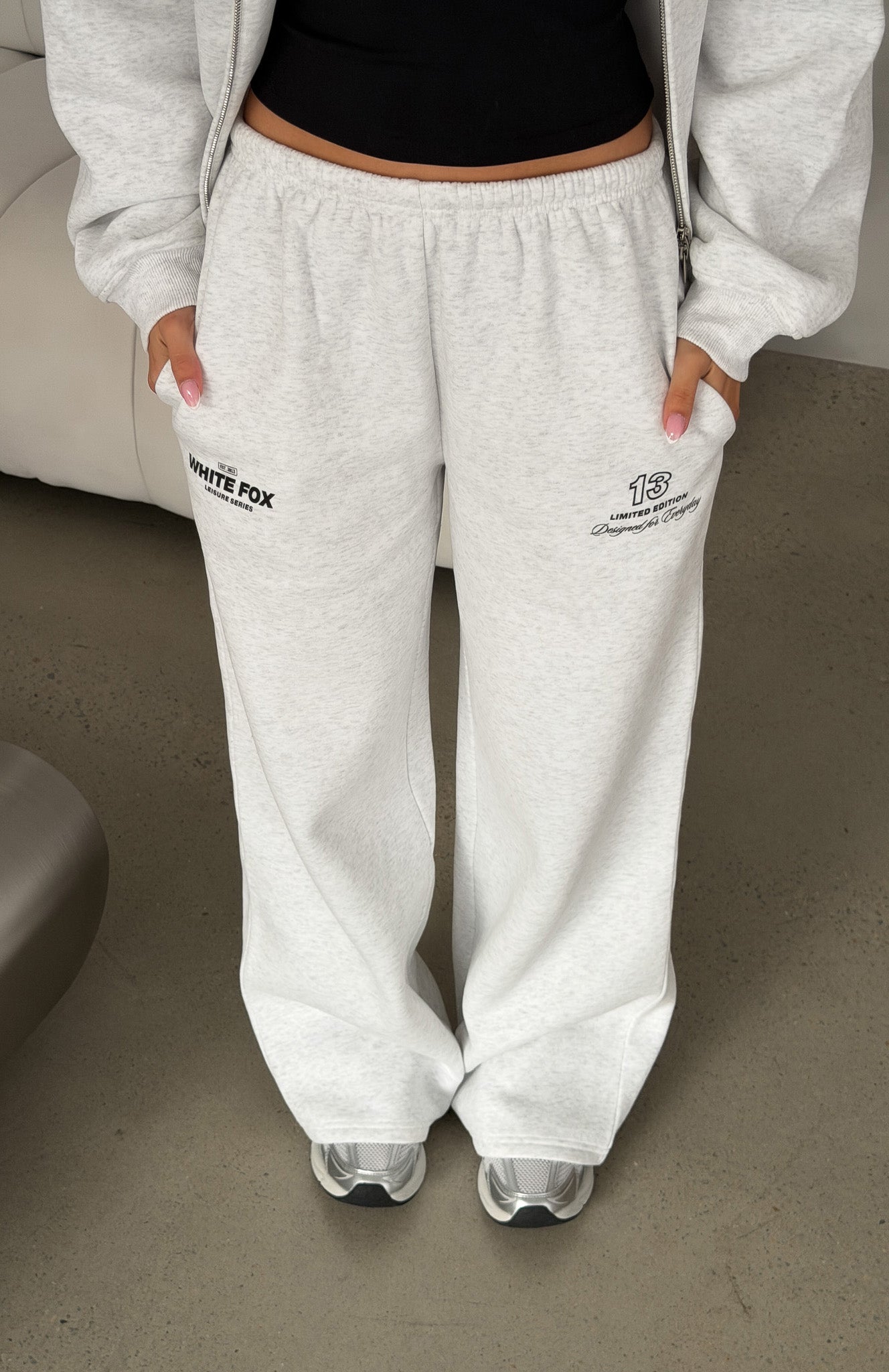 Never Missed Wide Leg Sweatpants Grey Marle | White Fox Boutique US