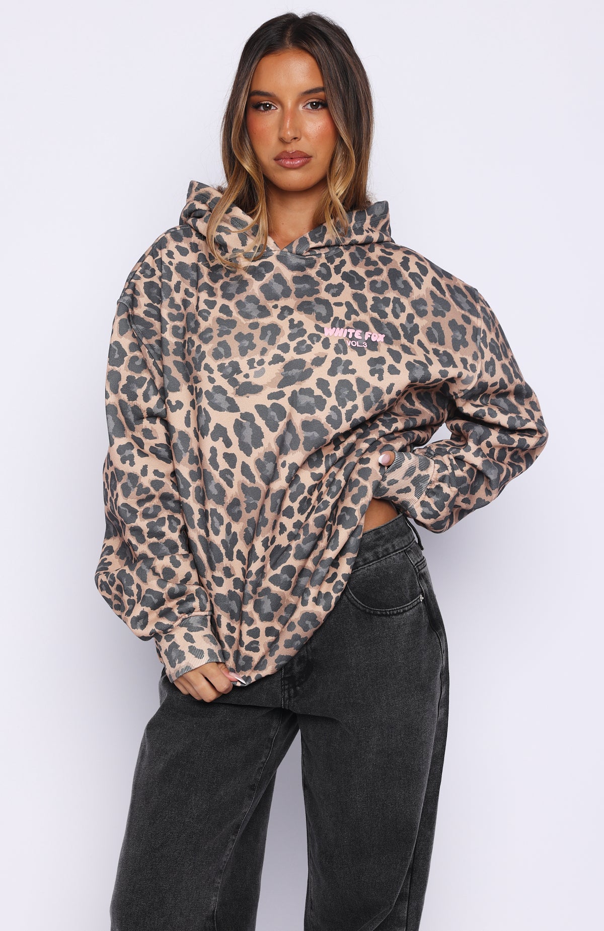 Offstage Printed Oversized Hoodie Dark Leopard | White Fox Boutique US