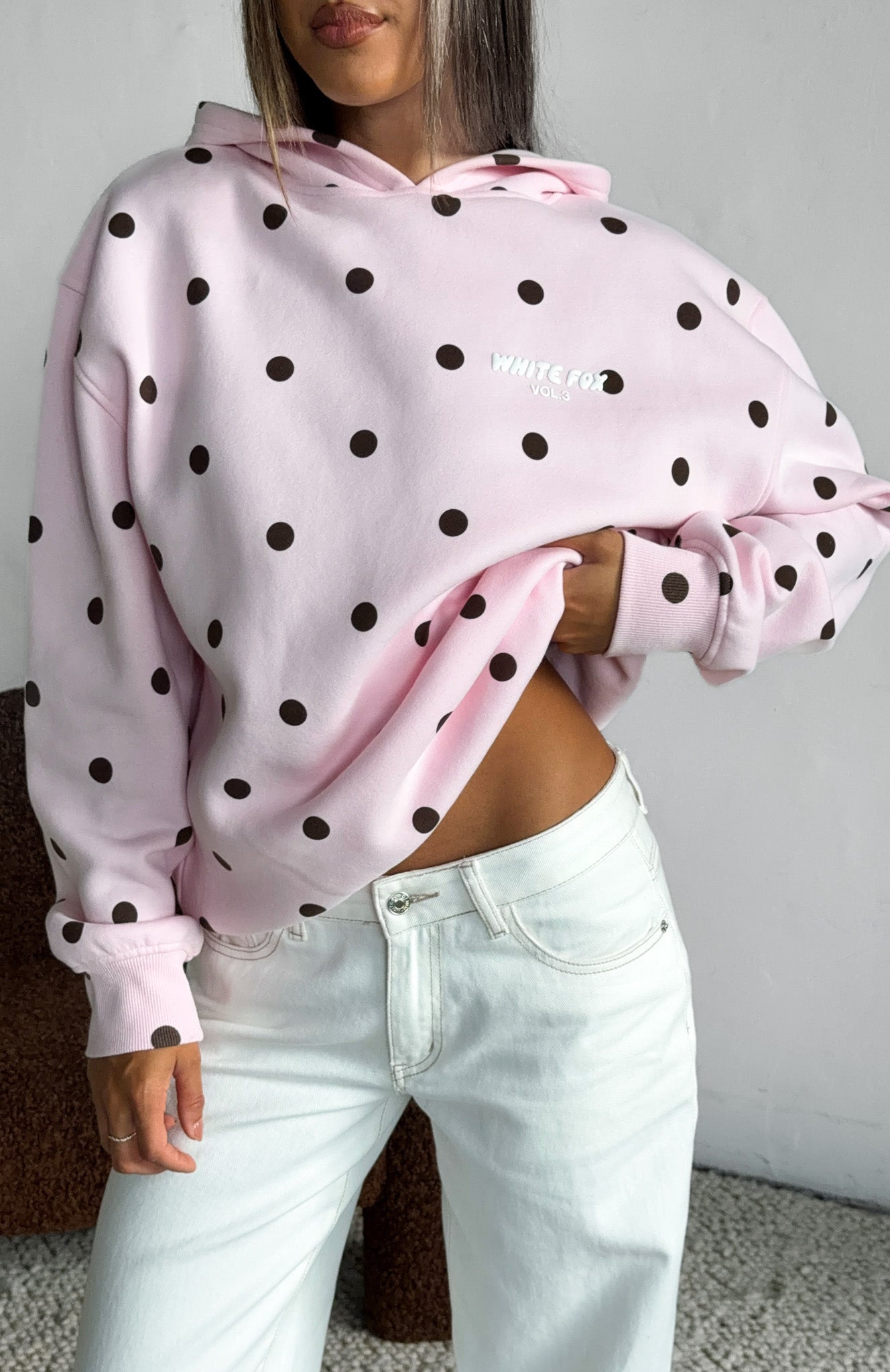 Offstage Printed Oversized Hoodie Posy Polka Dot | White Fox