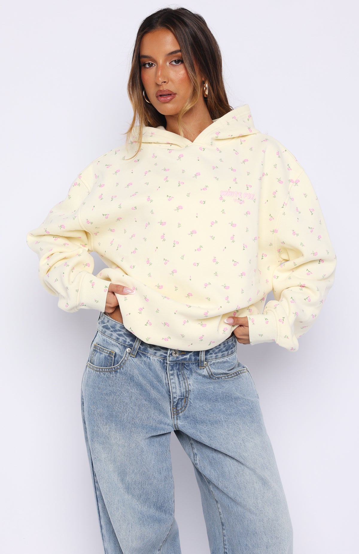 Offstage Printed Oversized Hoodie Lemon Ditsy | White Fox Boutique US