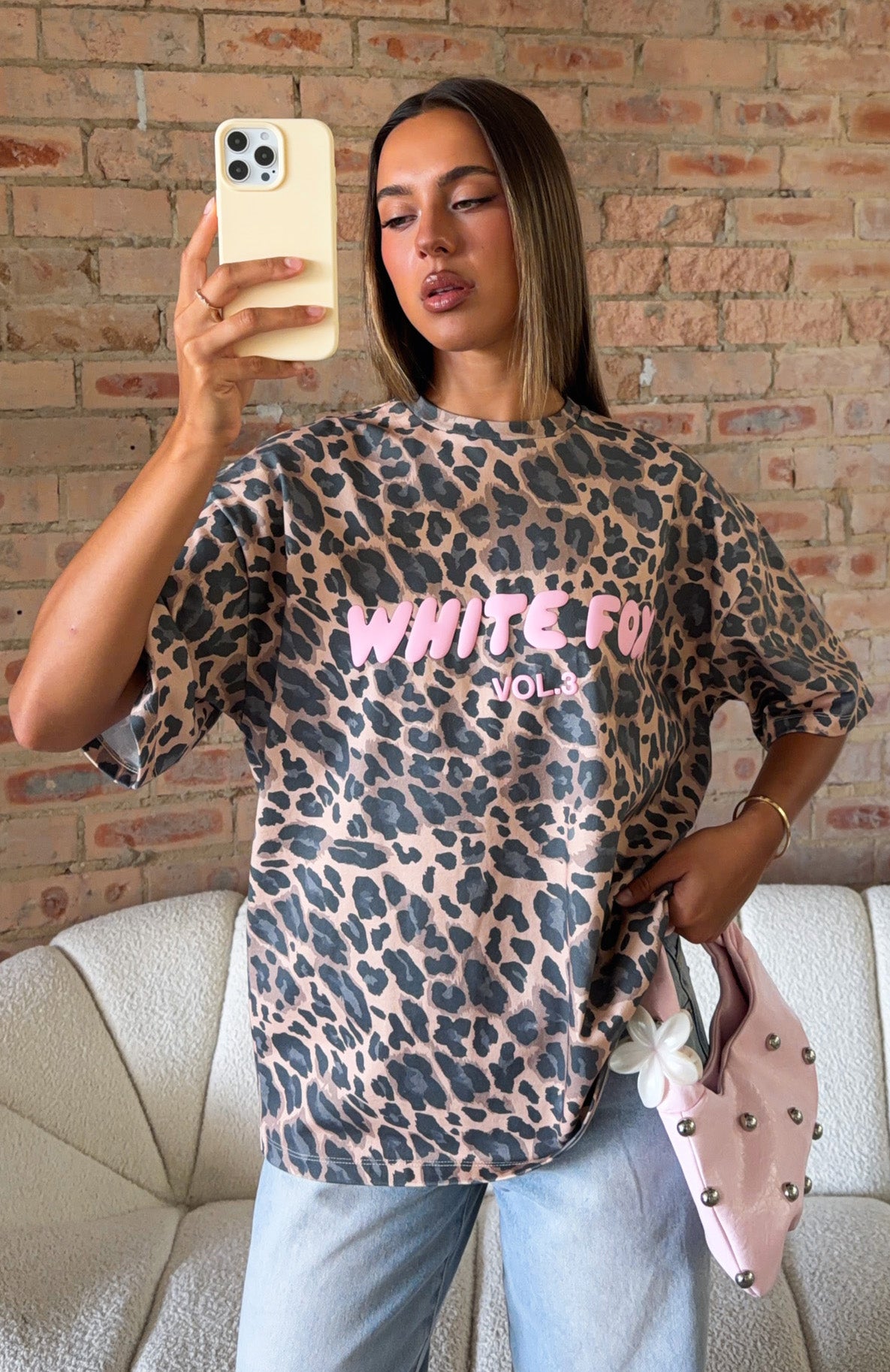 Offstage Printed Oversized Tee Dark Leopard | White Fox Boutique US