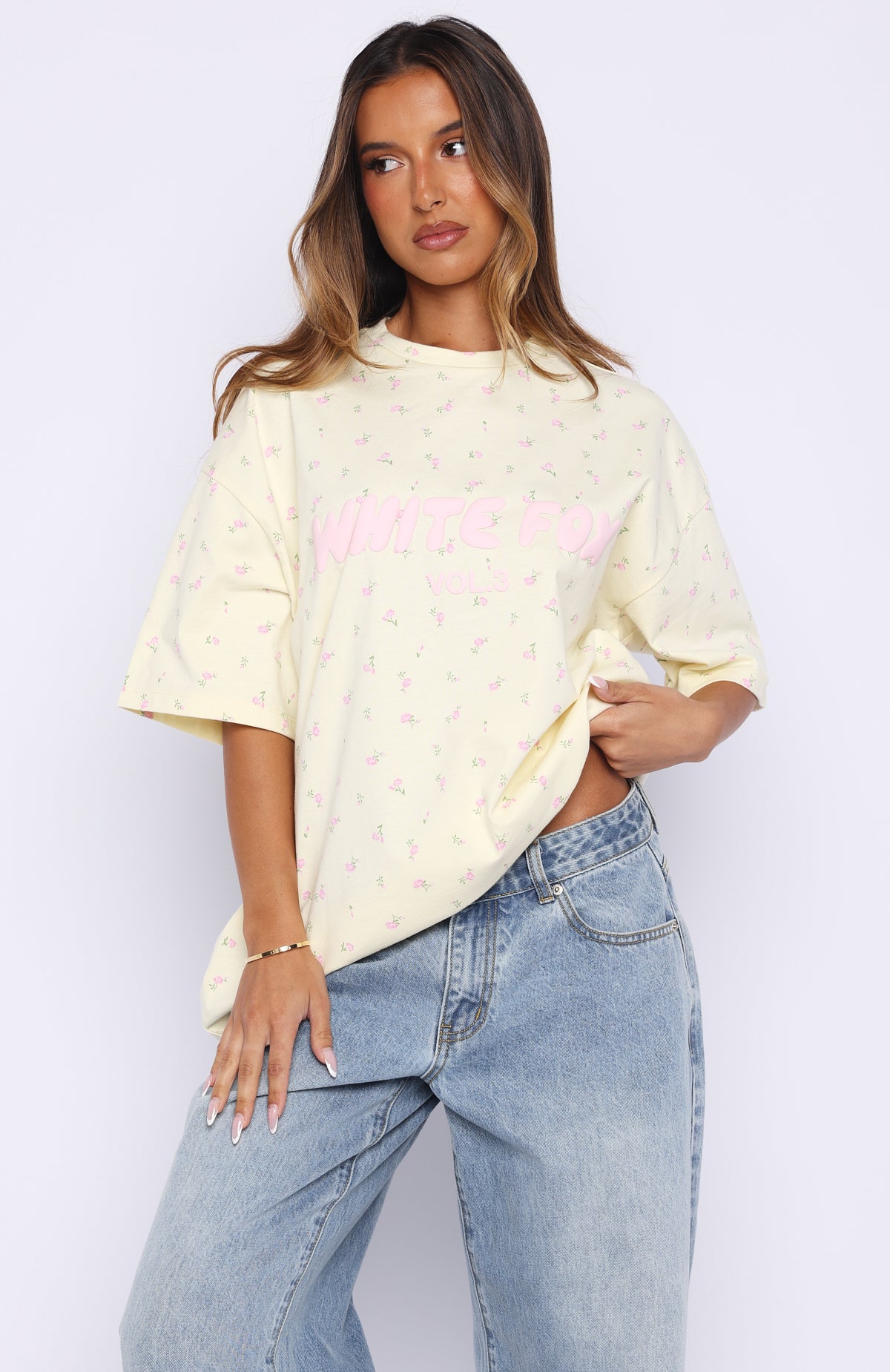 Offstage Printed Oversized Tee Lemon Ditsy | White Fox Boutique US