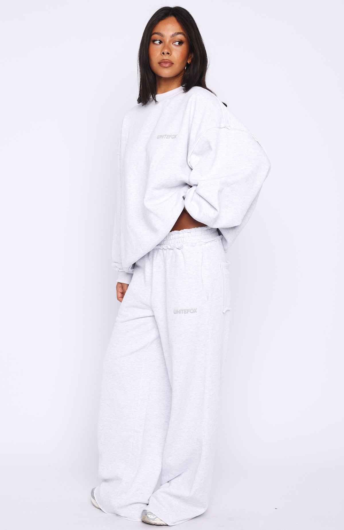 On My Own Terms Wide Leg Sweatpants Grey Marle | White Fox Boutique US