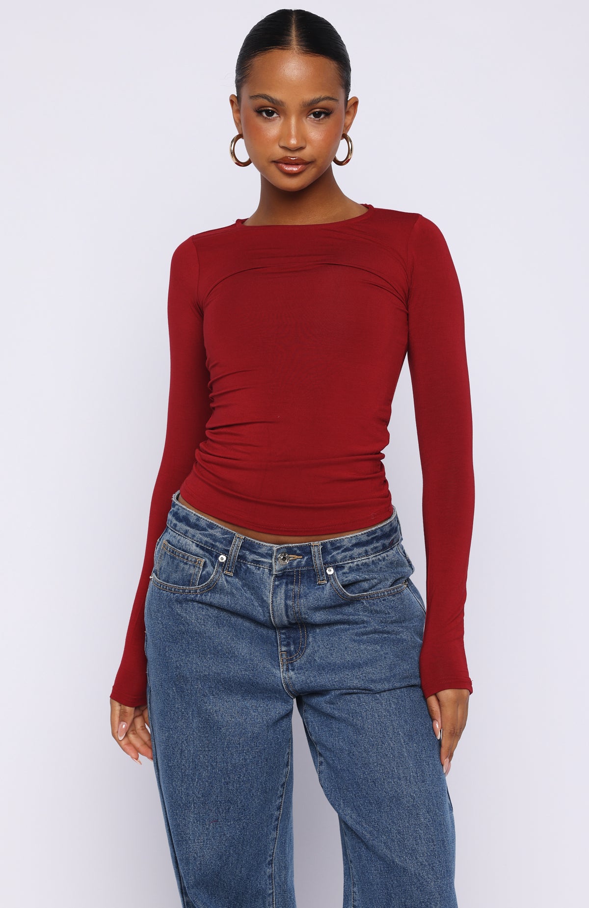 Only For Tonight Long Sleeve Top Wine | White Fox Boutique US