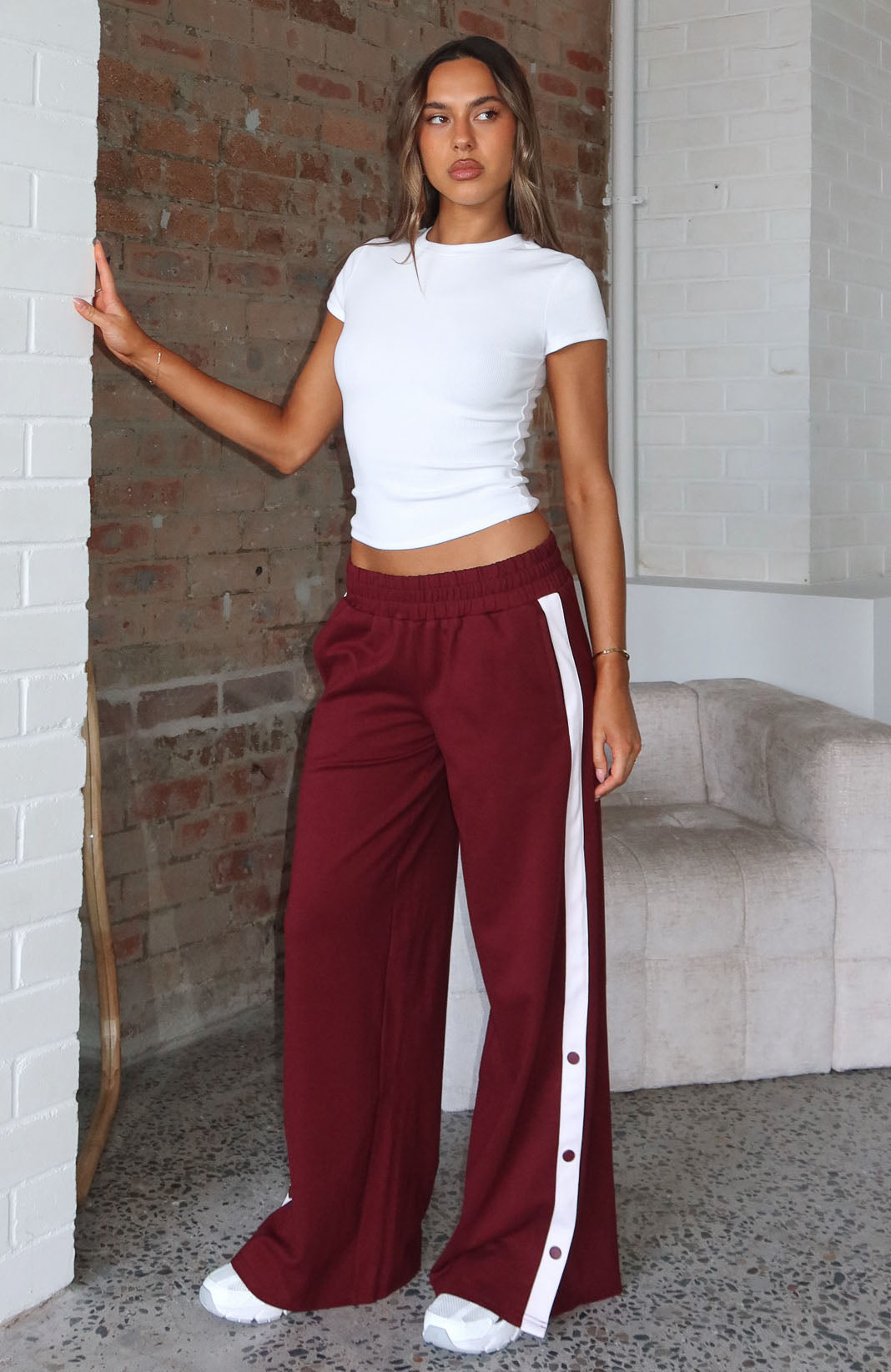 Our Bridges Burned Wide Leg Pants Burgundy | White Fox Boutique US