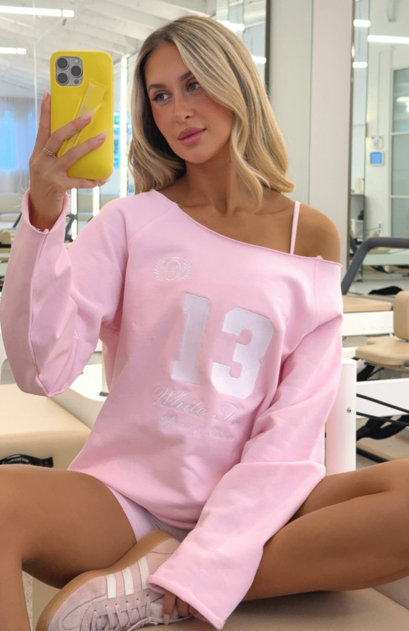 Out Of Chances Off Shoulder Sweater Ballet Pink | White Fox