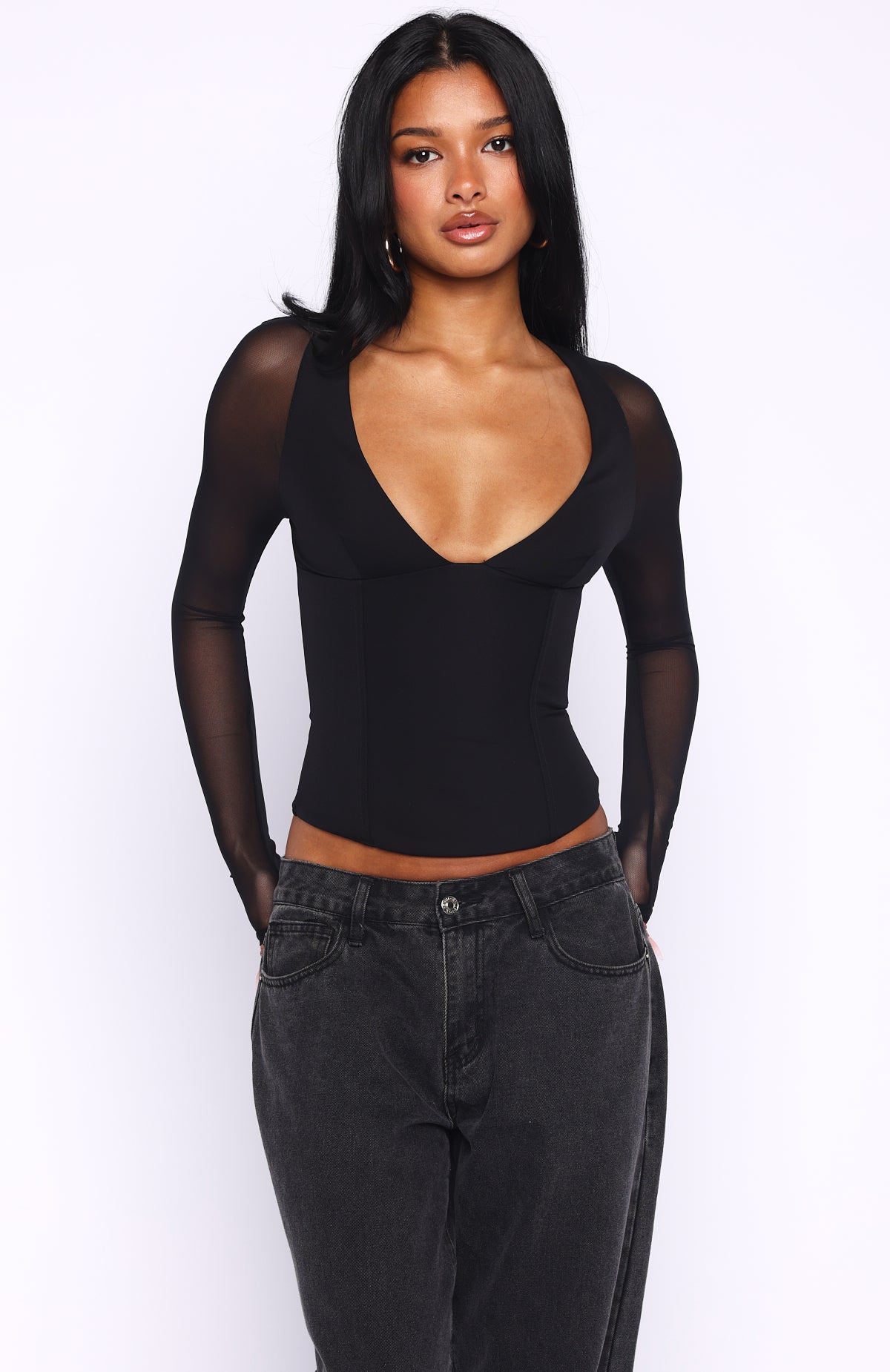 Past Your Prime Long Sleeve Top Black | White Fox Boutique US