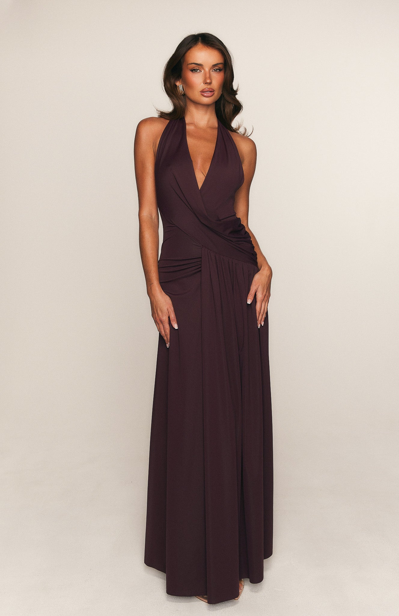 Perfect Illusion Halter Maxi Dress Dark Cherry | White Fox Boutique US