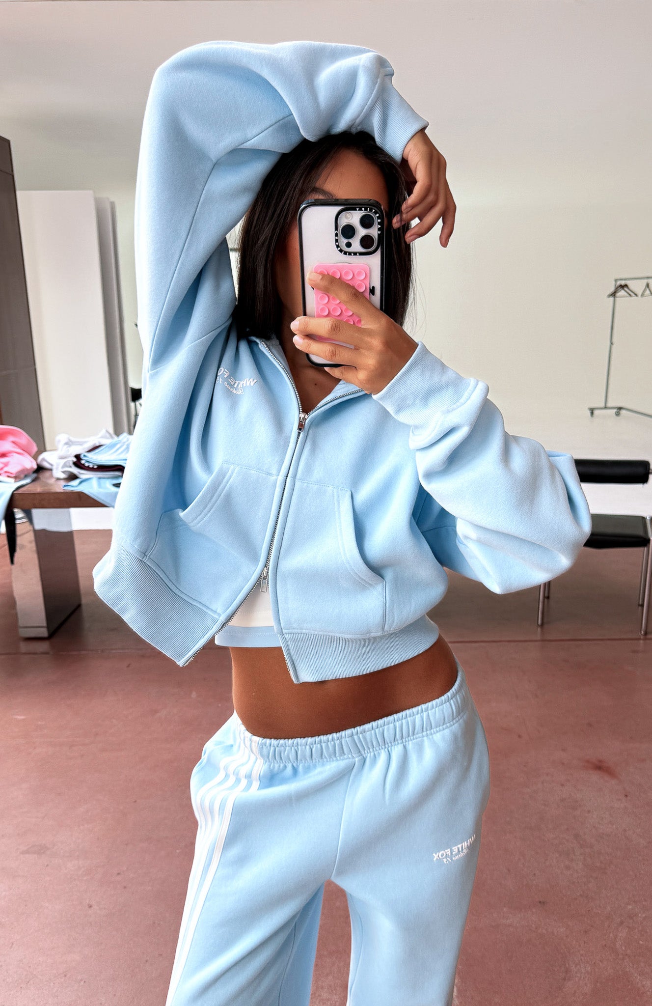 Release 15 Asalia Boxy Zip Front Hoodie Blue | White Fox Boutique US