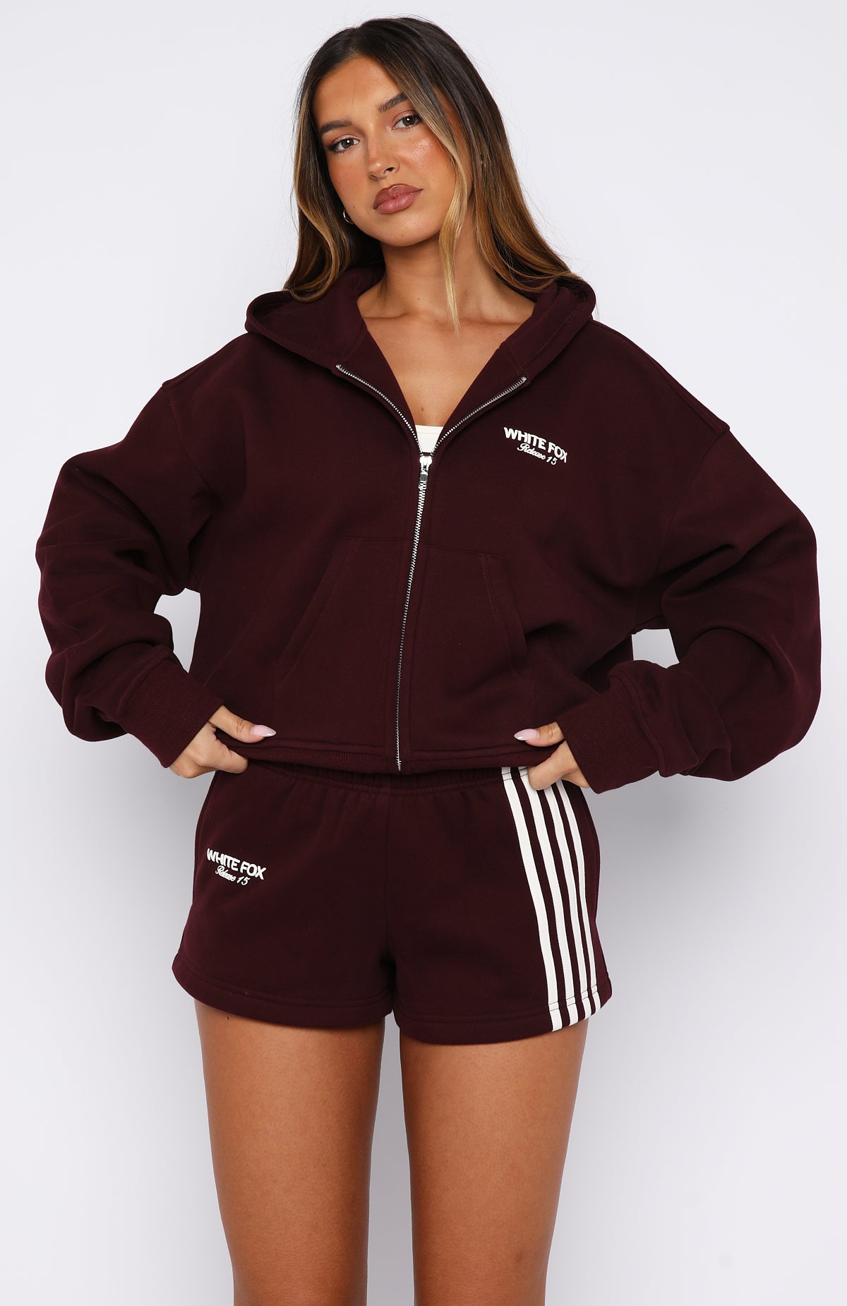 Release 15 Asalia Boxy Zip Front Hoodie Plum | White Fox Boutique US