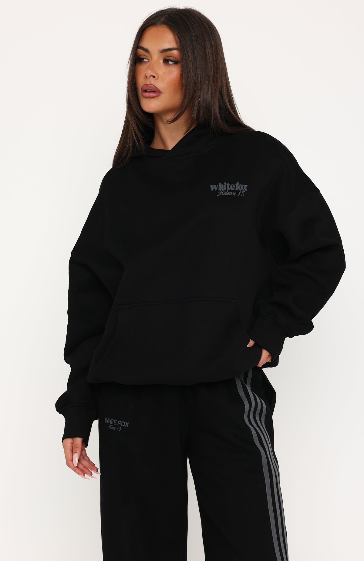 Release 15 Kiana Oversized Hoodie Black | White Fox Boutique US