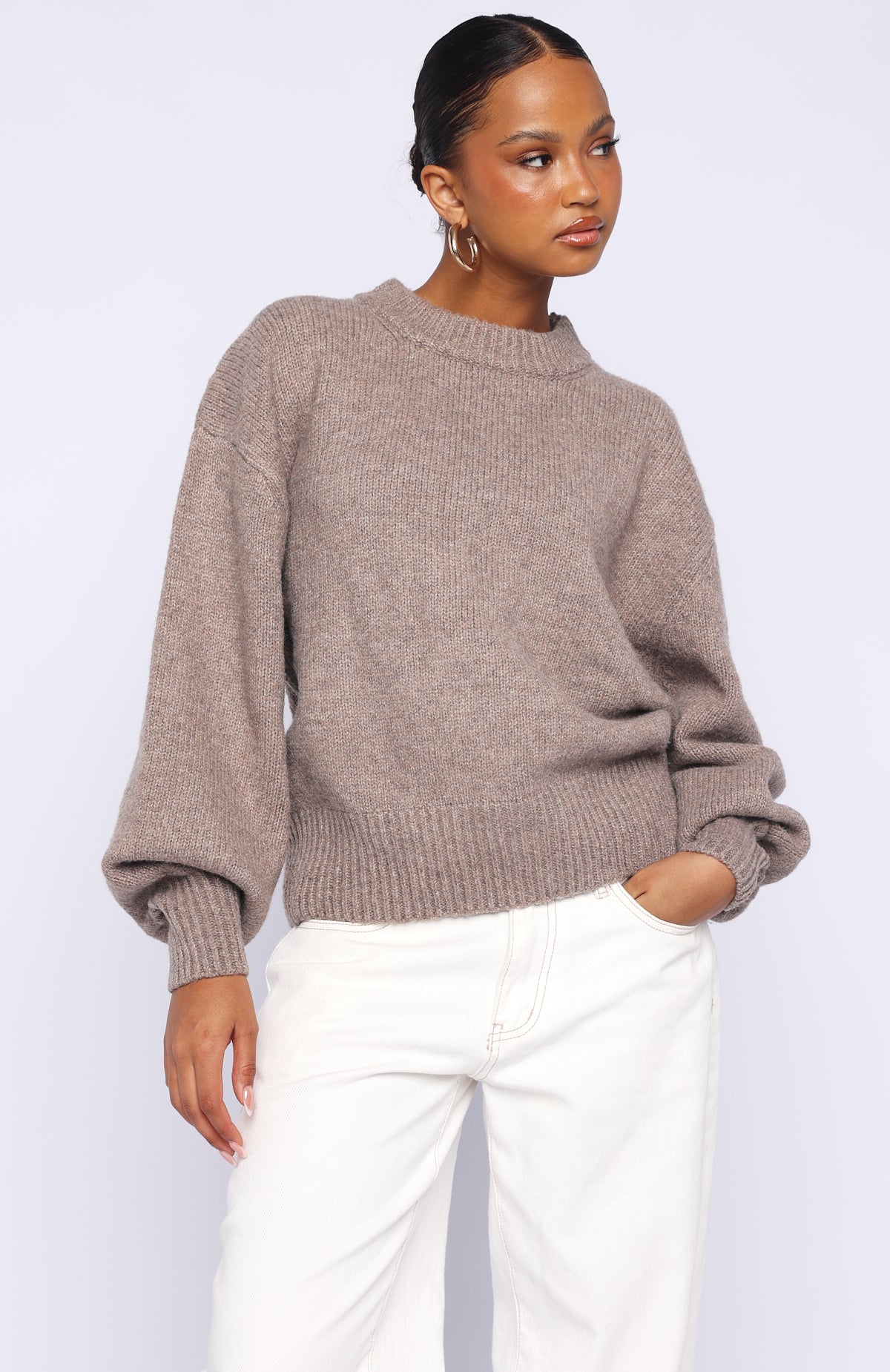 Sashi Knit Sweater Pebble | White Fox Boutique US