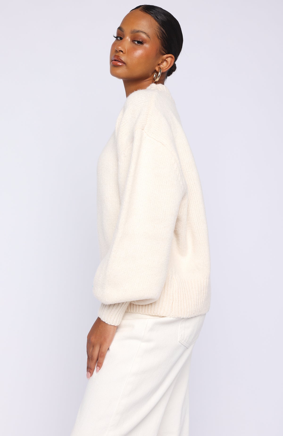 SWEET YEARS SV LOGO KNIT SWEATER ホワイトS Sashi Knit Sweater Winter White | White Fox Boutique US