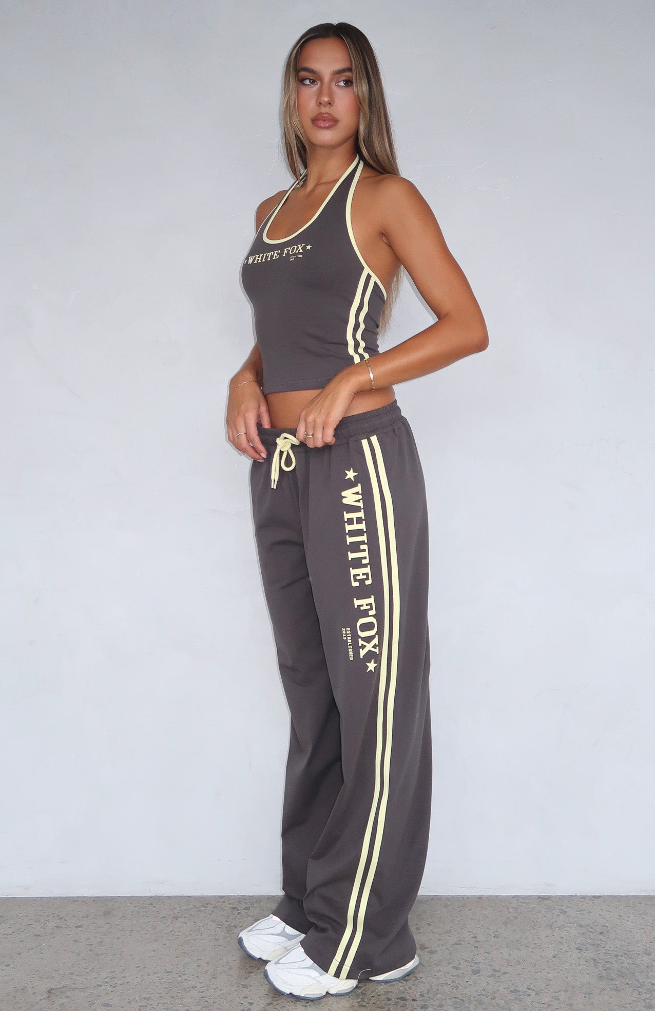 Star Of The Night Track Pants Charcoal | White Fox Boutique US