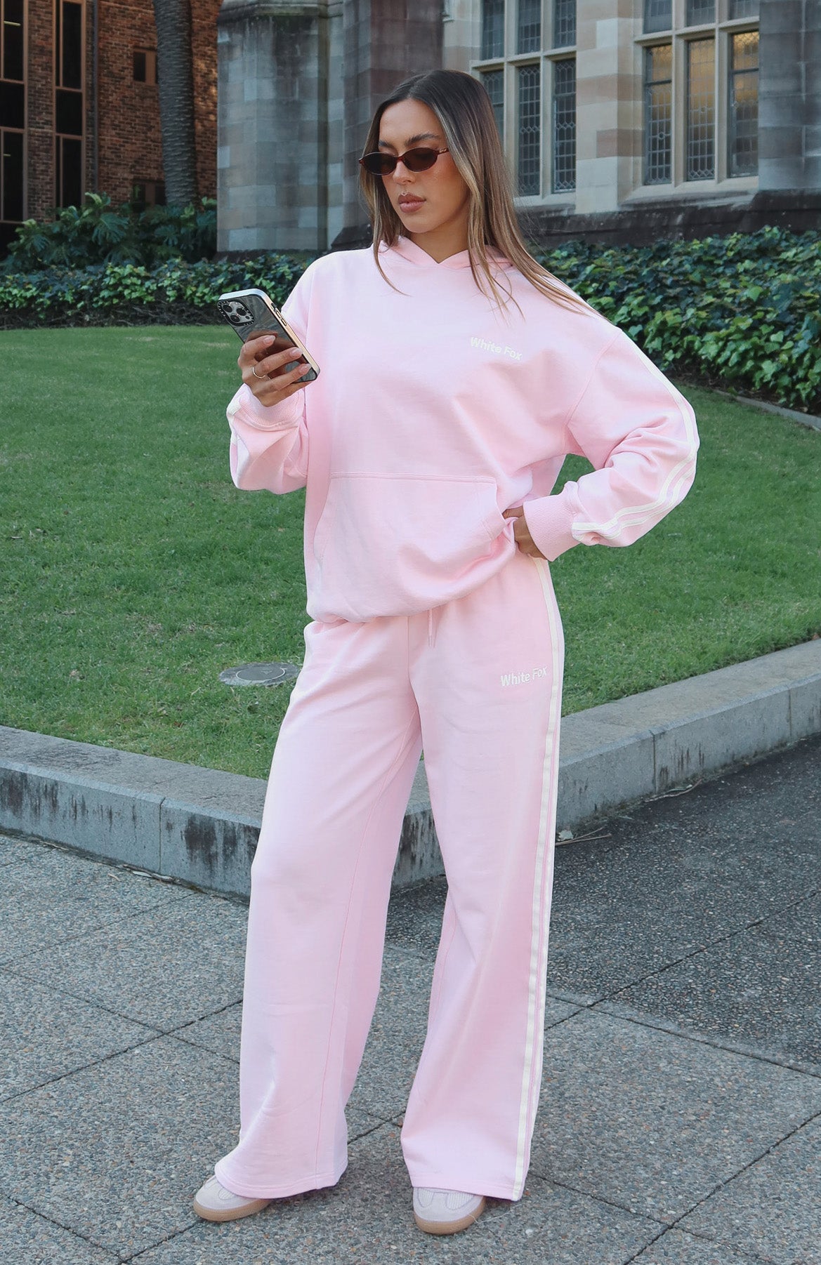 Star Student Wide Leg Sweatpants Pink | White Fox Boutique US