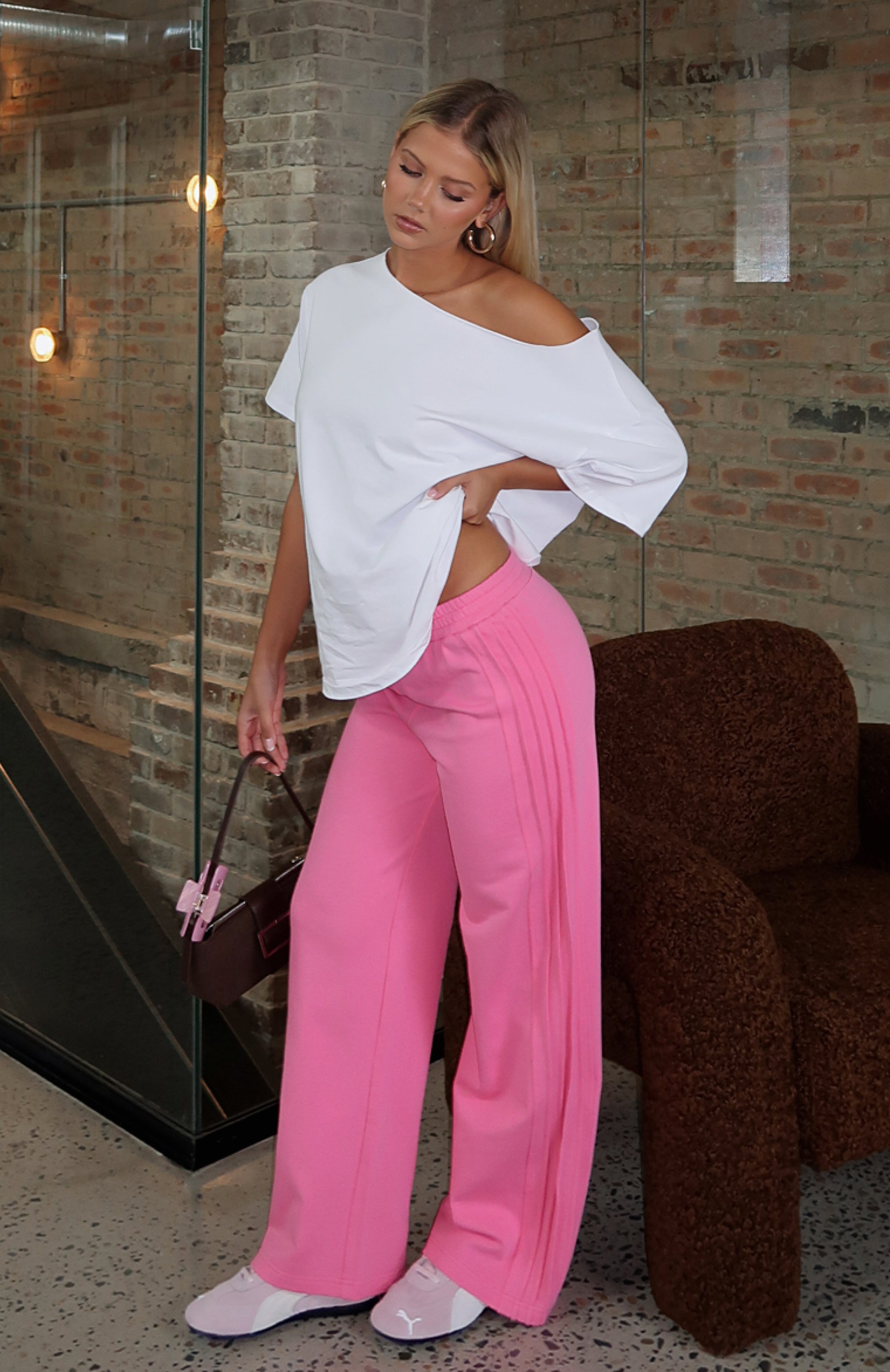 Stuck In The City Track Pants Hot Pink | White Fox Boutique US