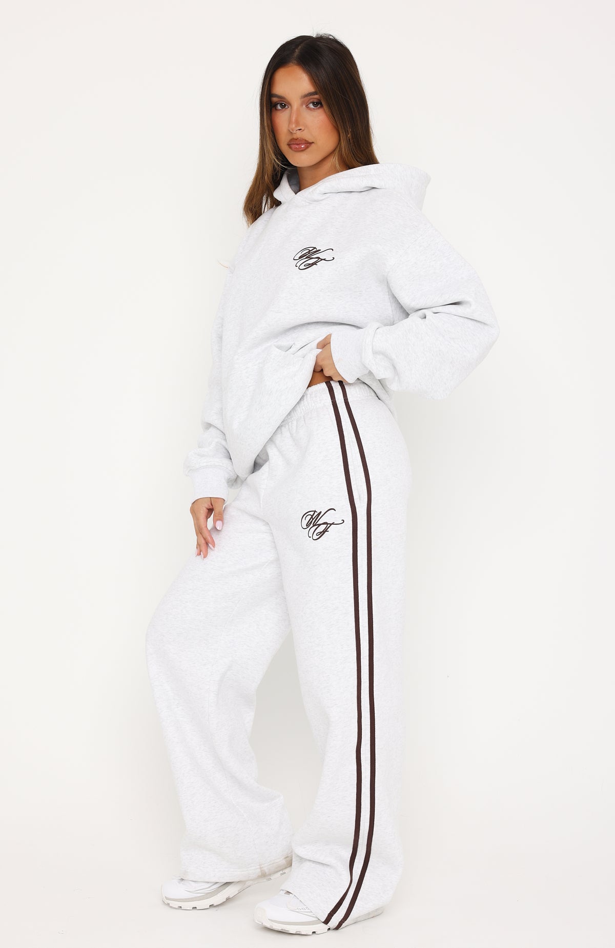 Studio 17 Raven Wide Leg Sweatpants Grey Marle | White Fox Boutique US