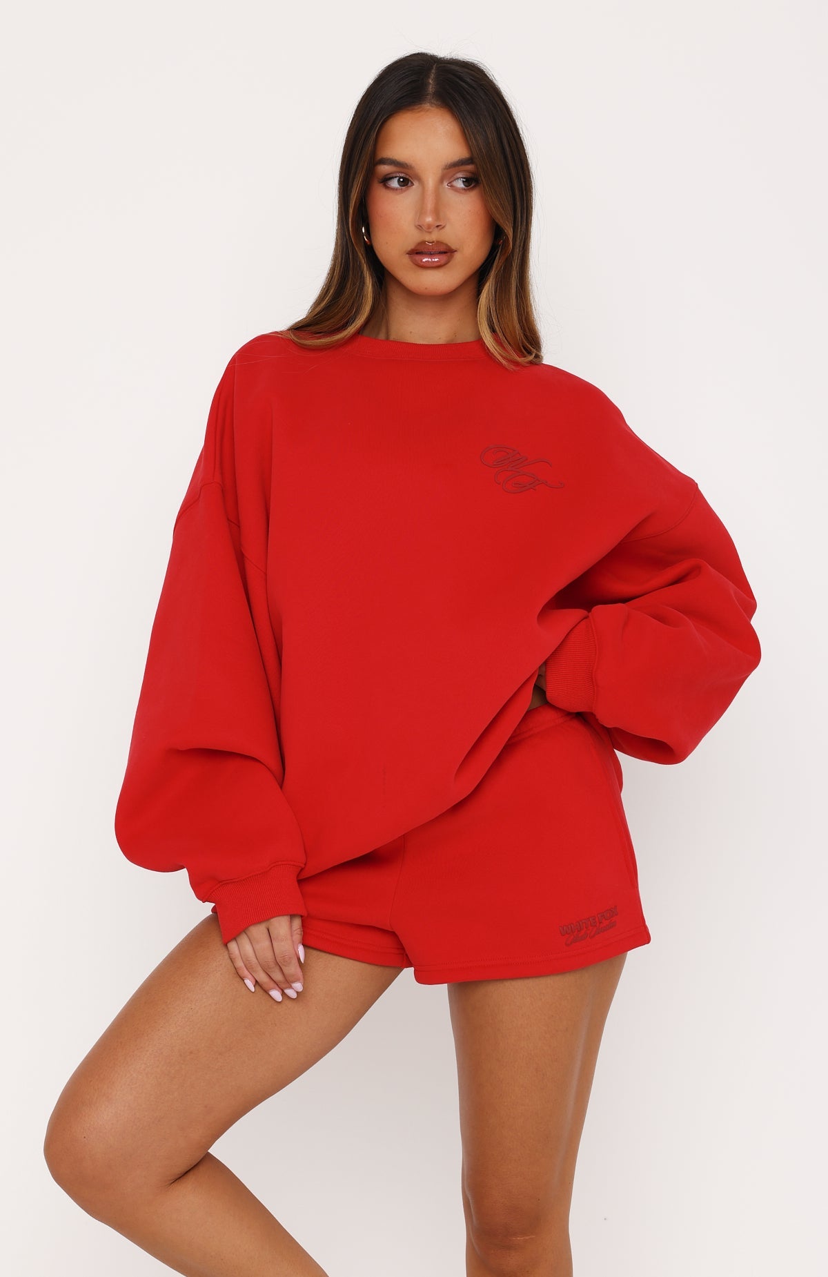 Studio 17 Raven Oversized Drop Shoulder Sweater Red | White Fox