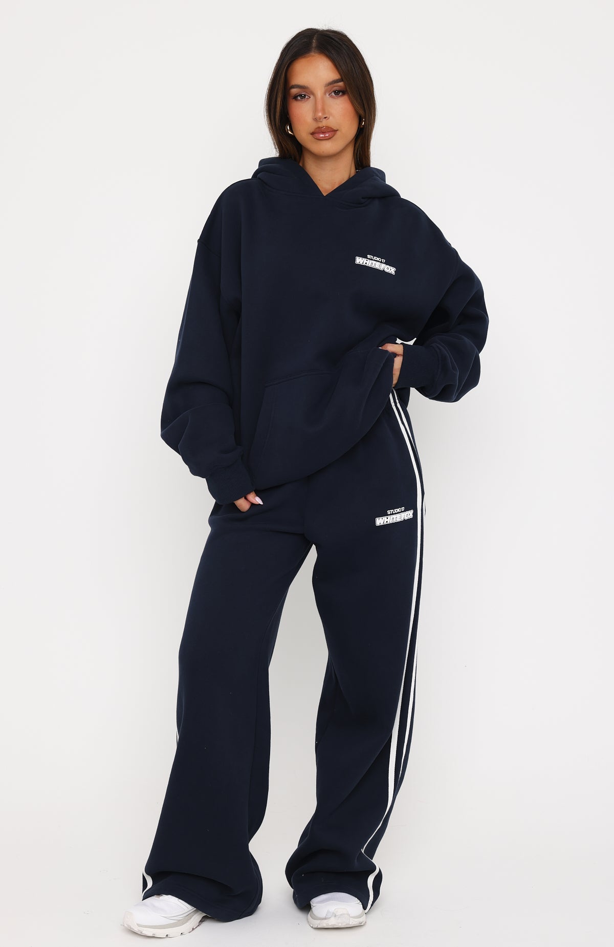 Studio 17 Spencer Wide Leg Sweatpants Navy | White Fox Boutique US