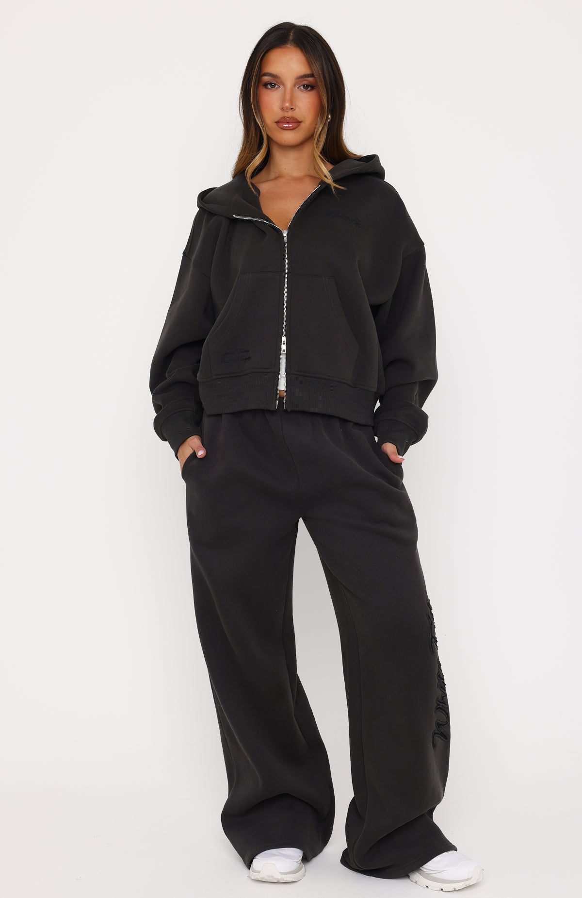 Studio 17 Willa Wide Leg Sweatpants Charcoal | White Fox Boutique US