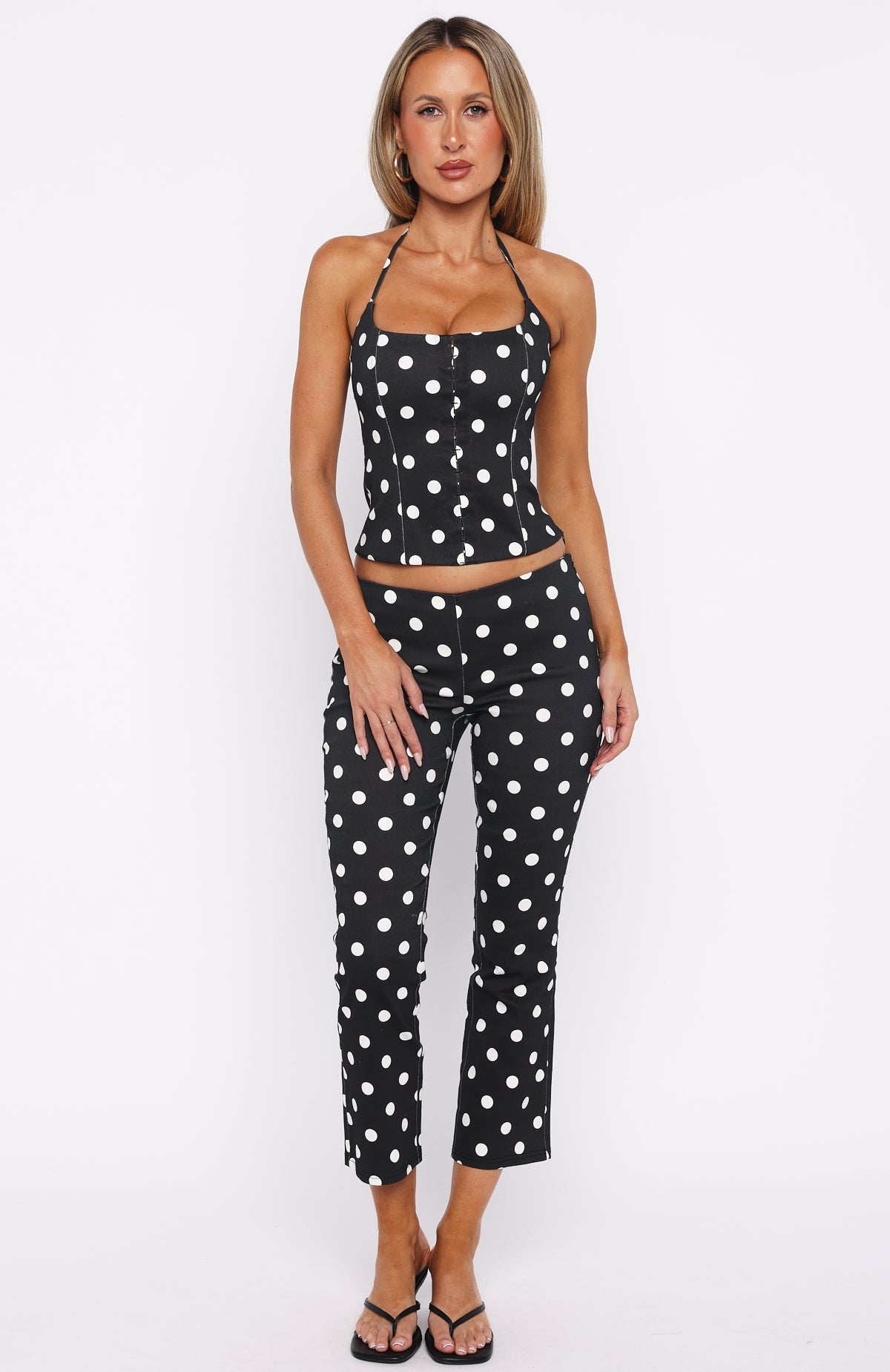 Sweetie Darling Capri Pants Black/White Polka Dot | White Fox