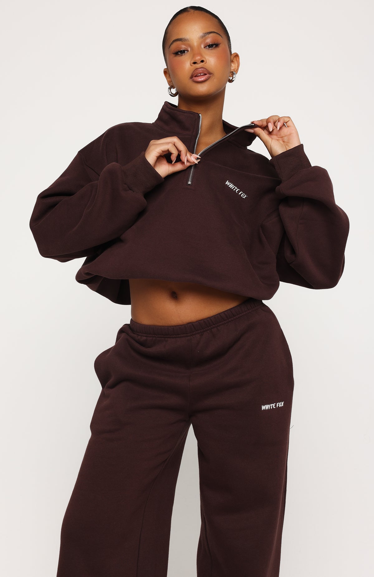 Test Drive Boxy Quarter Zip Sweater Chocolate | White Fox Boutique US