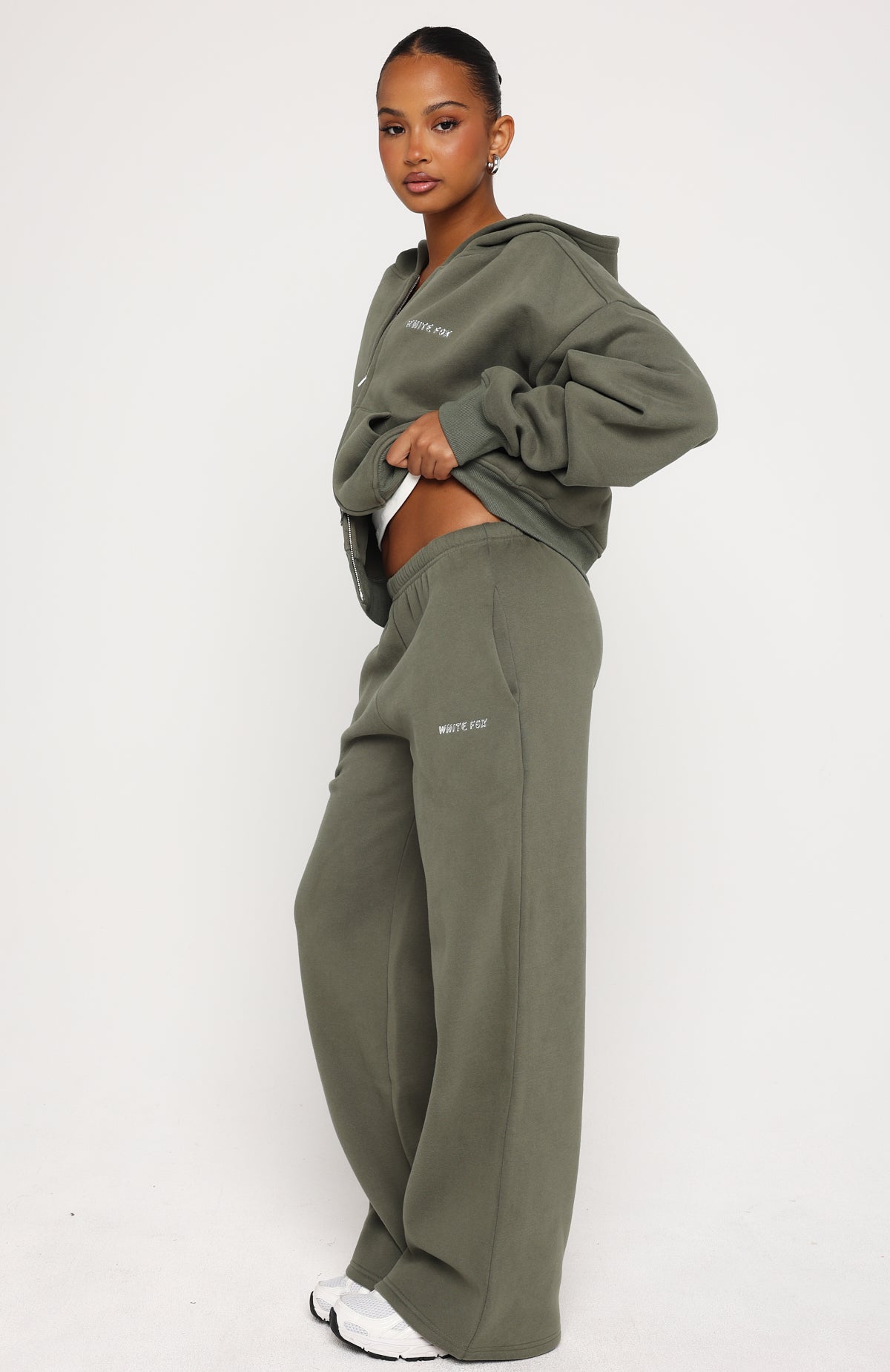 Test Drive Wide Leg Sweatpants Khaki | White Fox Boutique US