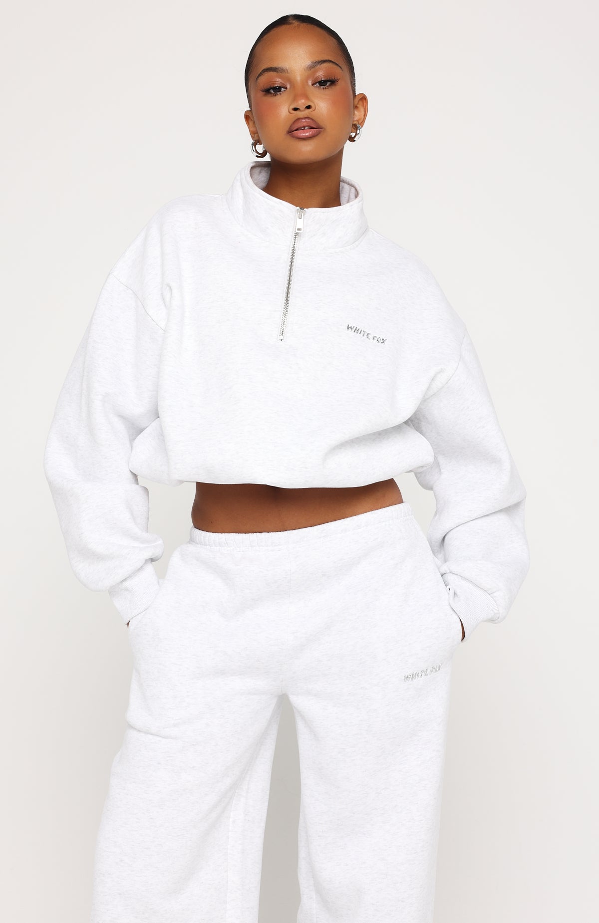 Test Drive Boxy Quarter Zip Sweater Grey Marle | White Fox Boutique US