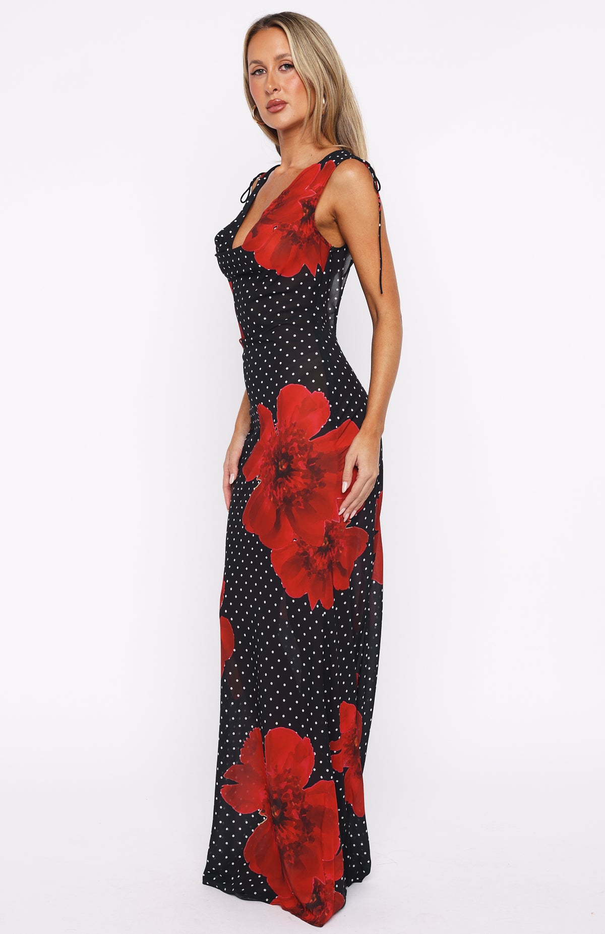 red black maxi dress That's Amore Maxi Dress Black Scarlet Bloom