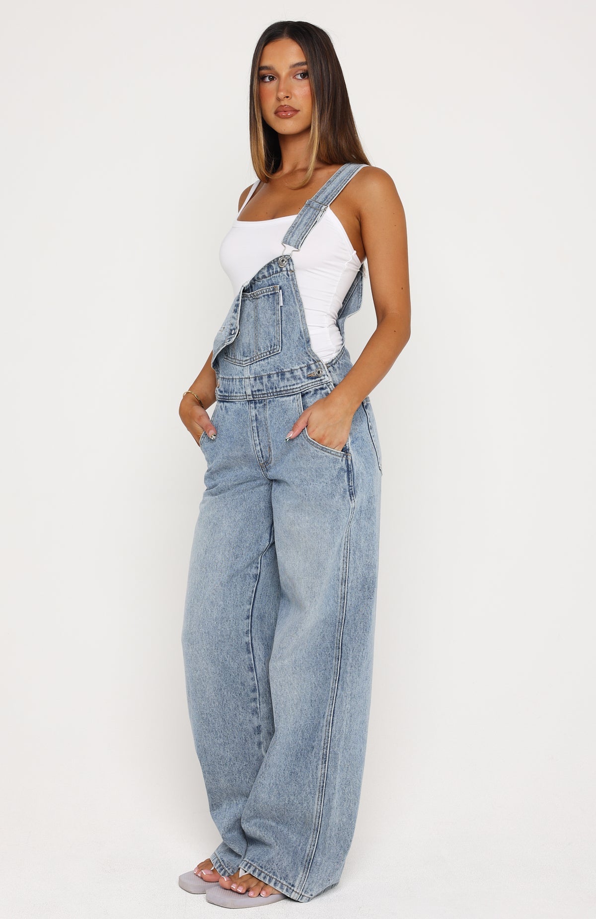 【レア】THE SPEEDWAY DENIM OVERALL 32 This Isn't Working Denim Overall Jumpsuit Vintage Ice Blue | White