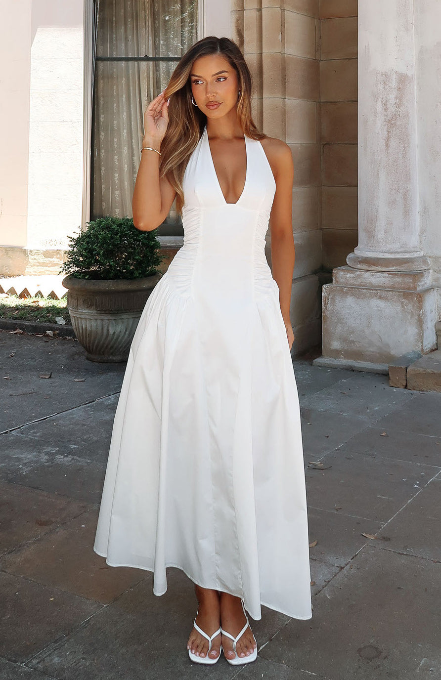 Tinsel Trouble Halter Midi Dress White Tinsel Trouble Halter Midi Dress White