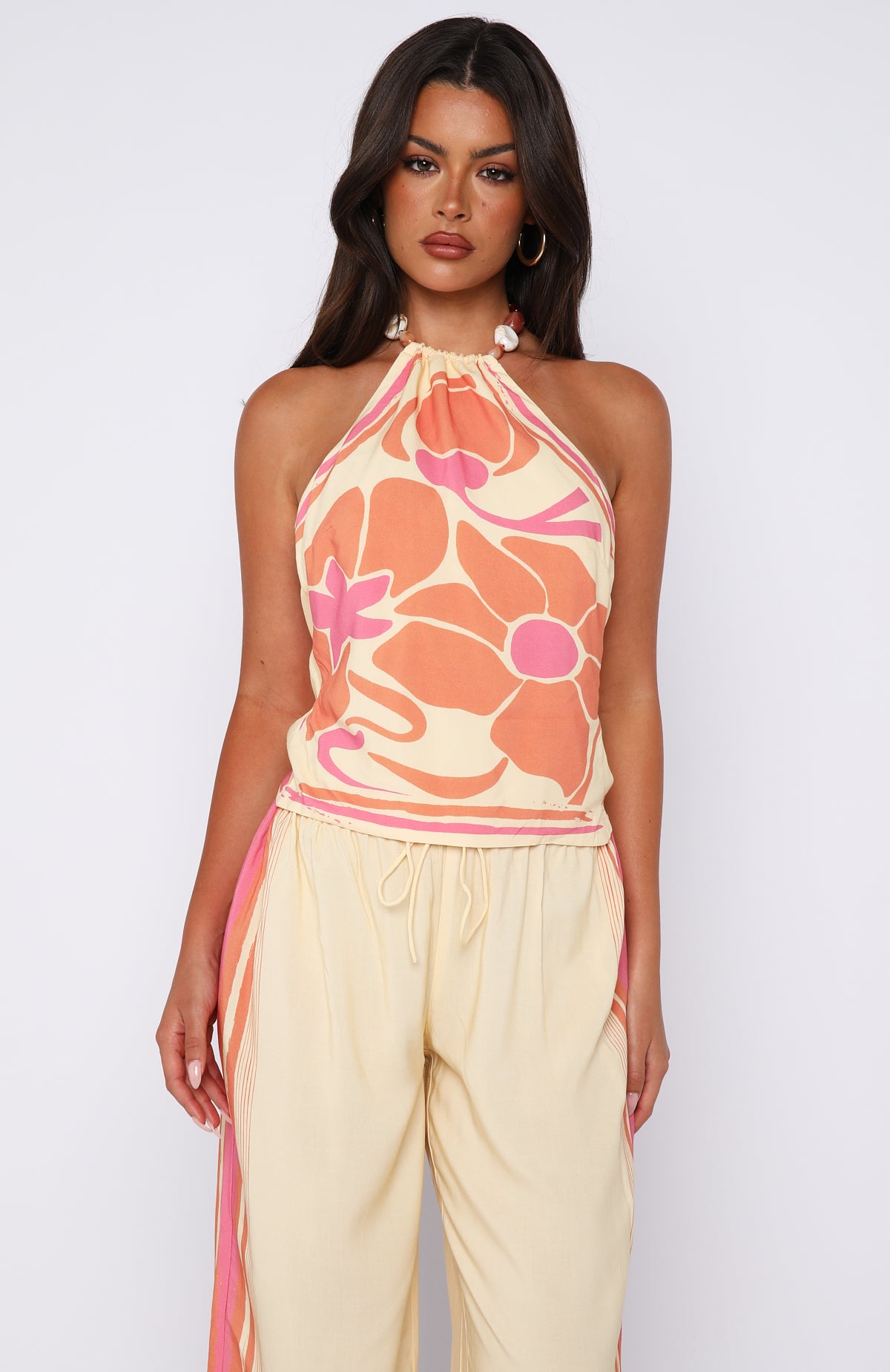 Tropic Muse Halter Top Lemon Symphony | White Fox Boutique US