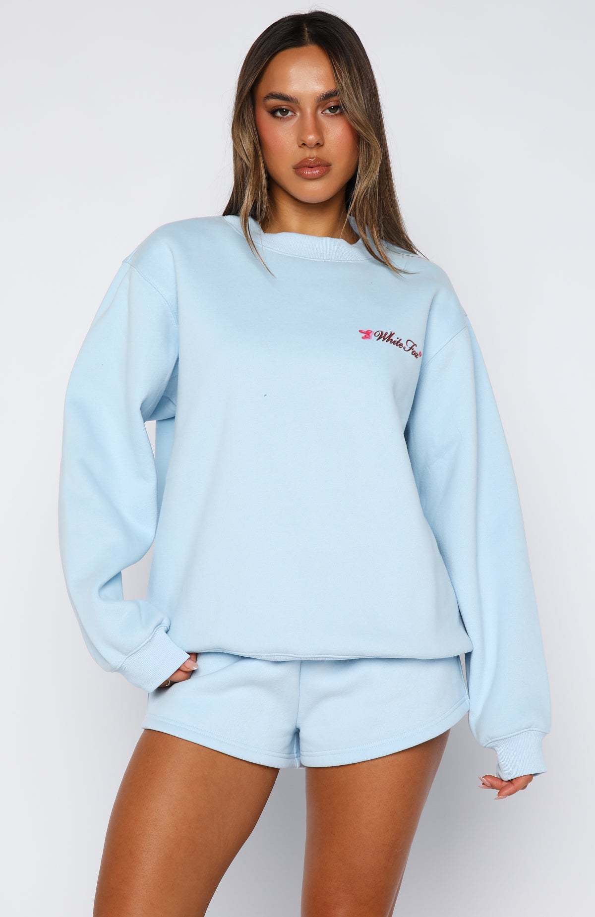 Trouble Maker Oversized Sweater Baby Blue | White Fox Boutique US